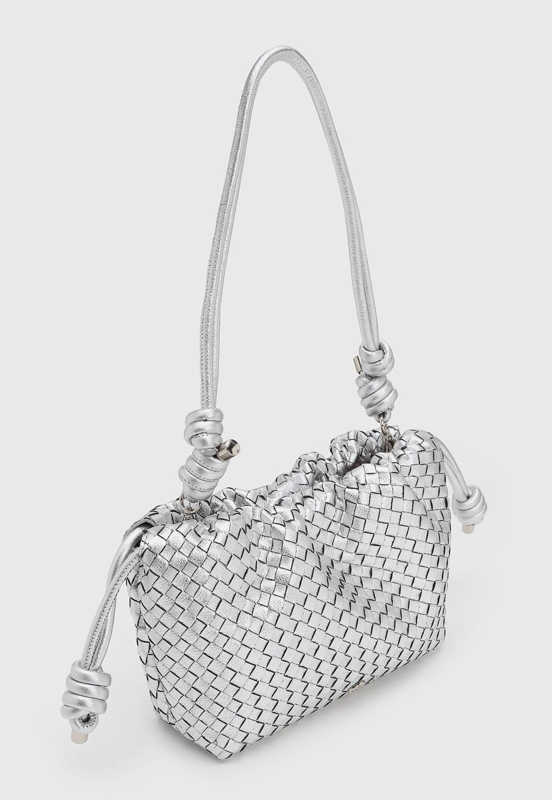 Vista 2 Bolsa Feminina Luiza Barcelos Trançada Metalizada Luiza Barcelos prata