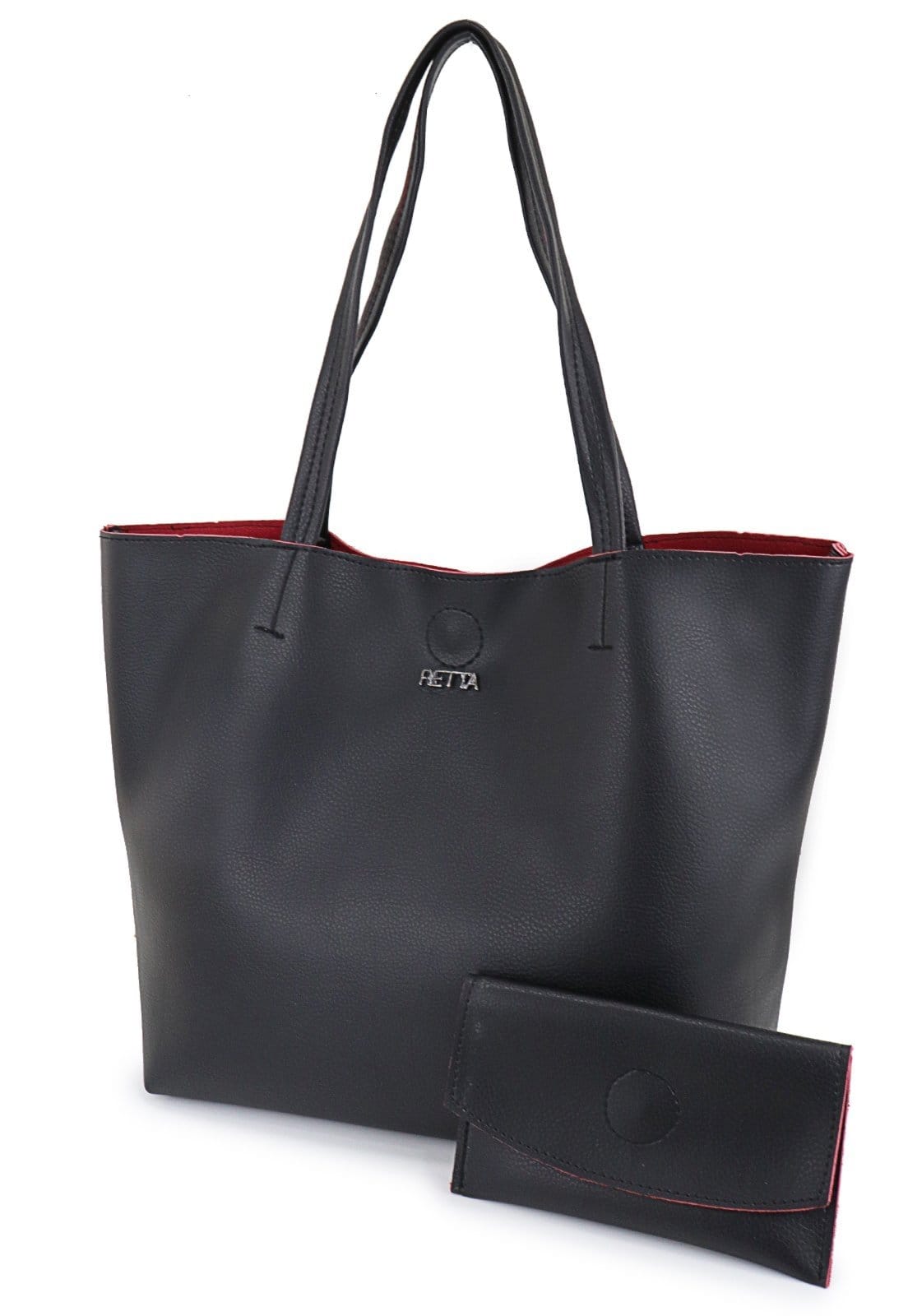 Vista principal Bolsa Sacola Feminina Dia a Dia de Ombro Tira Colo Retta Oficial Preta Retta Oficial preto