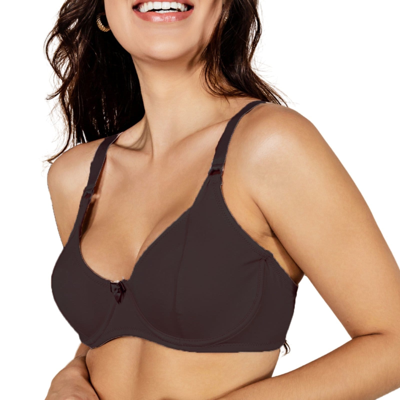 Vista 2 Sutiã meia taça sem bojo com aro COR PRETA Doce Encanto bege/branco/preto