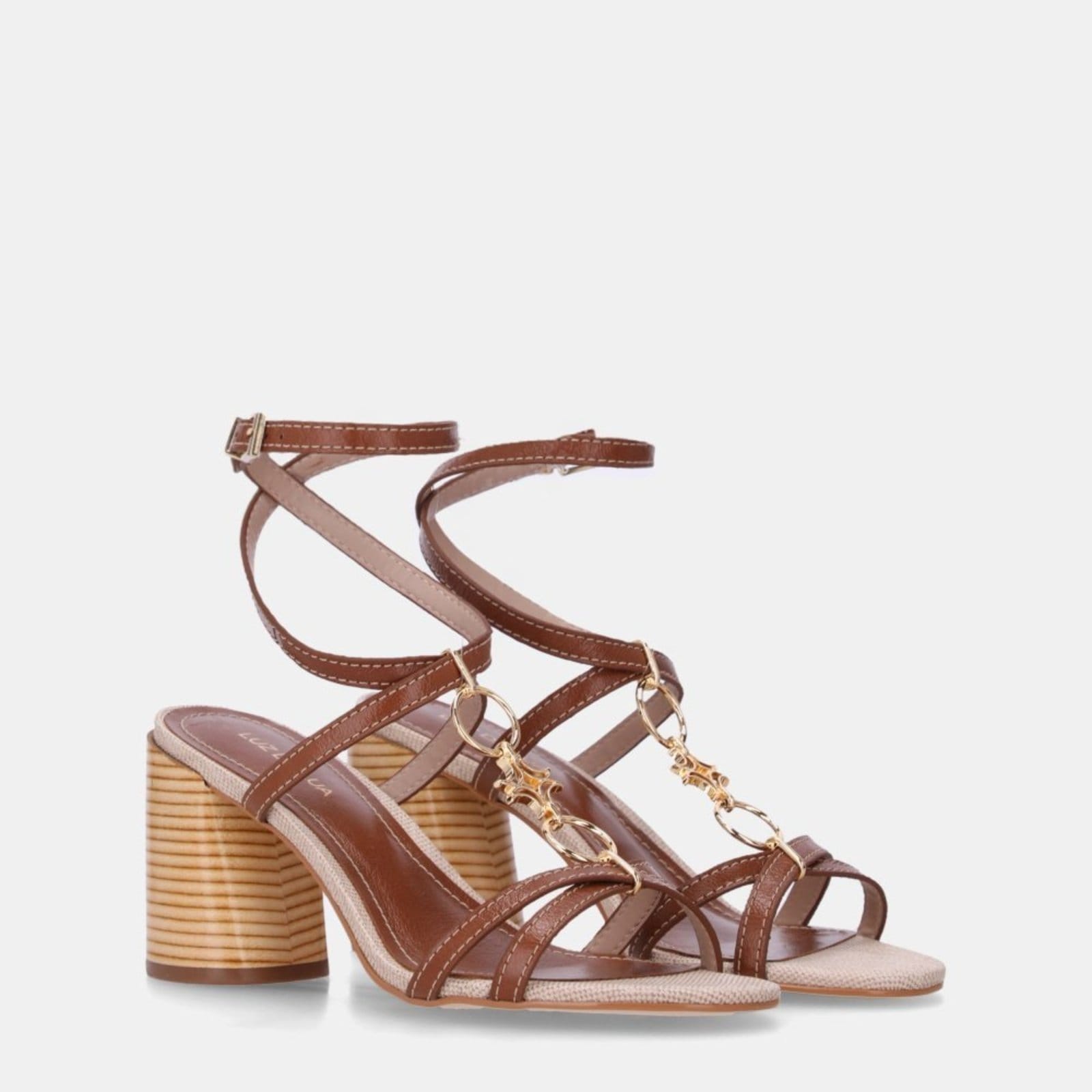 Vista 2 Sandália Salto Luz da Lua - 80930006 Luz Da Lua Luz Da Lua marrom