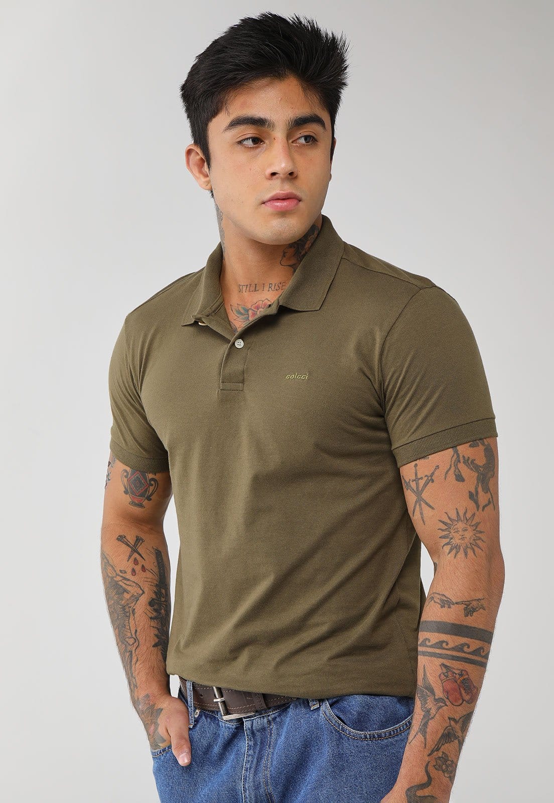 Polo Masculina Colcci Gola Tradicional Oliva