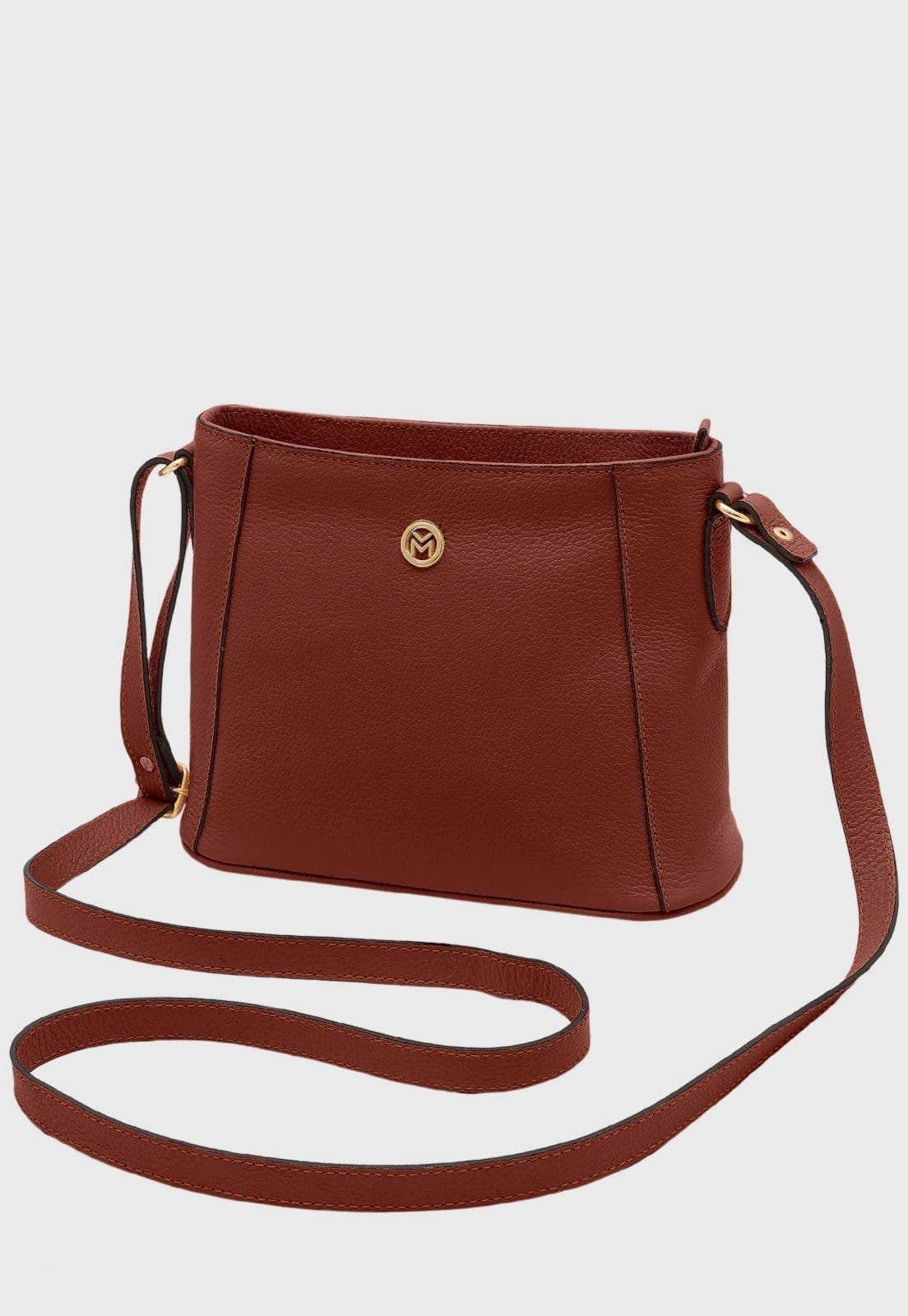 Vista principal Bolsa Transversal Couro Mariart Mini Jasmim Terracota Mariart bordô