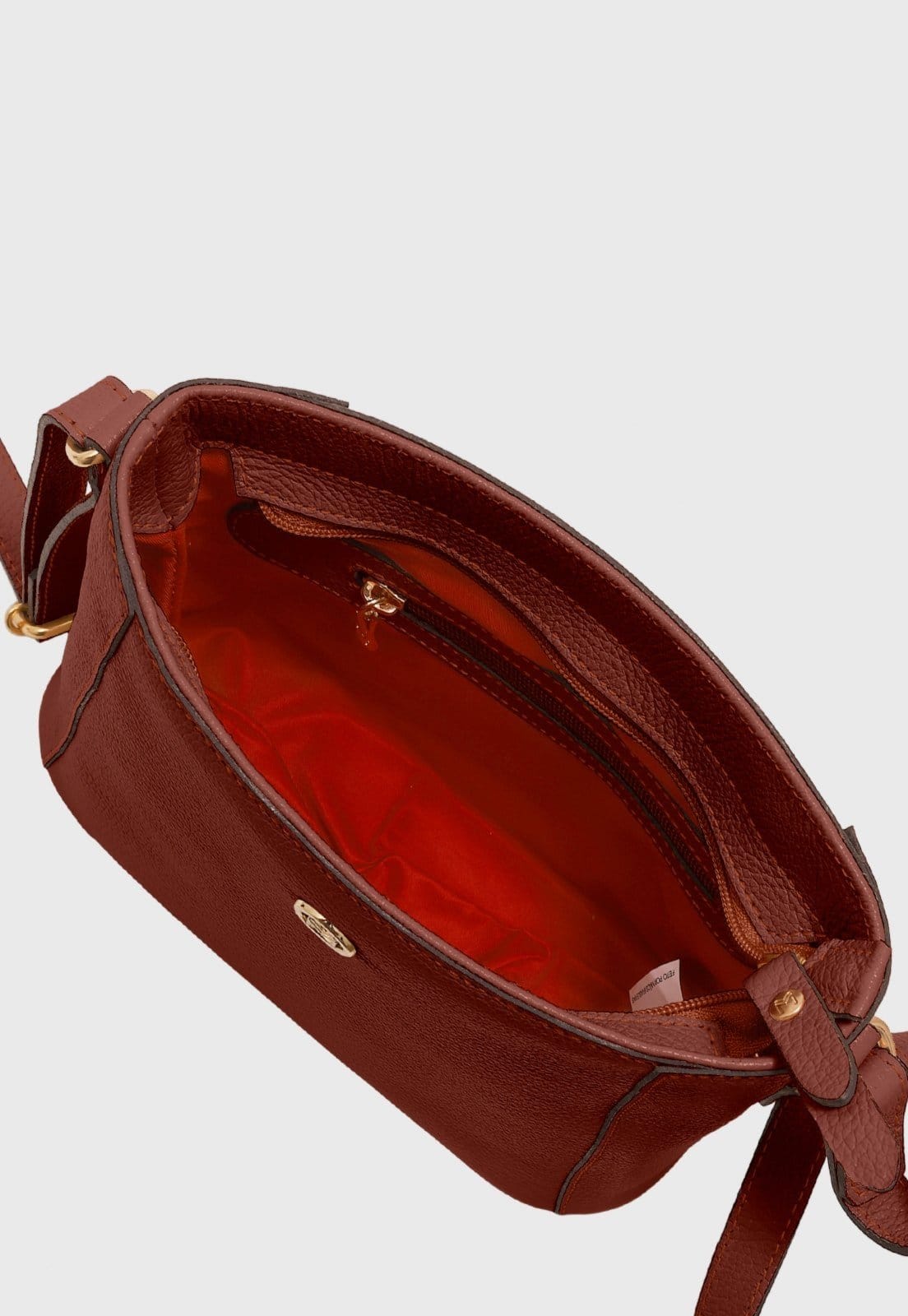 Vista 2 Bolsa Transversal Couro Mariart Mini Jasmim Terracota Mariart bordô