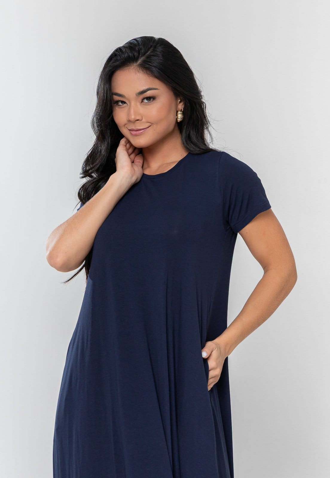 Vista 2 Vestido Aura Midi New Bolsos Marinho Aura azul marinho