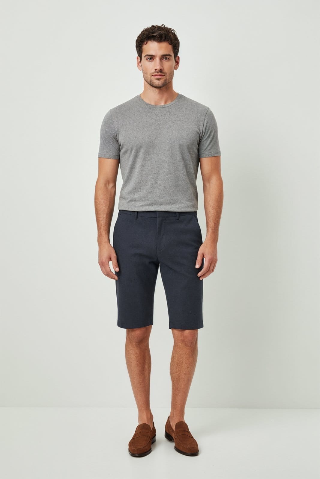 Bermuda Alfaiataria Slim Traymon Chumbo Mescla