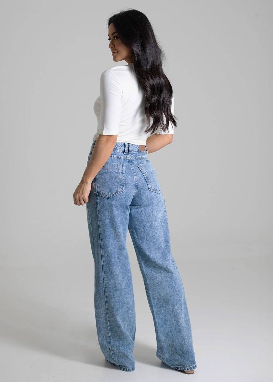 Vista 2 Calça Jeans Sawary Wide Leg - 280175 Sawary azul