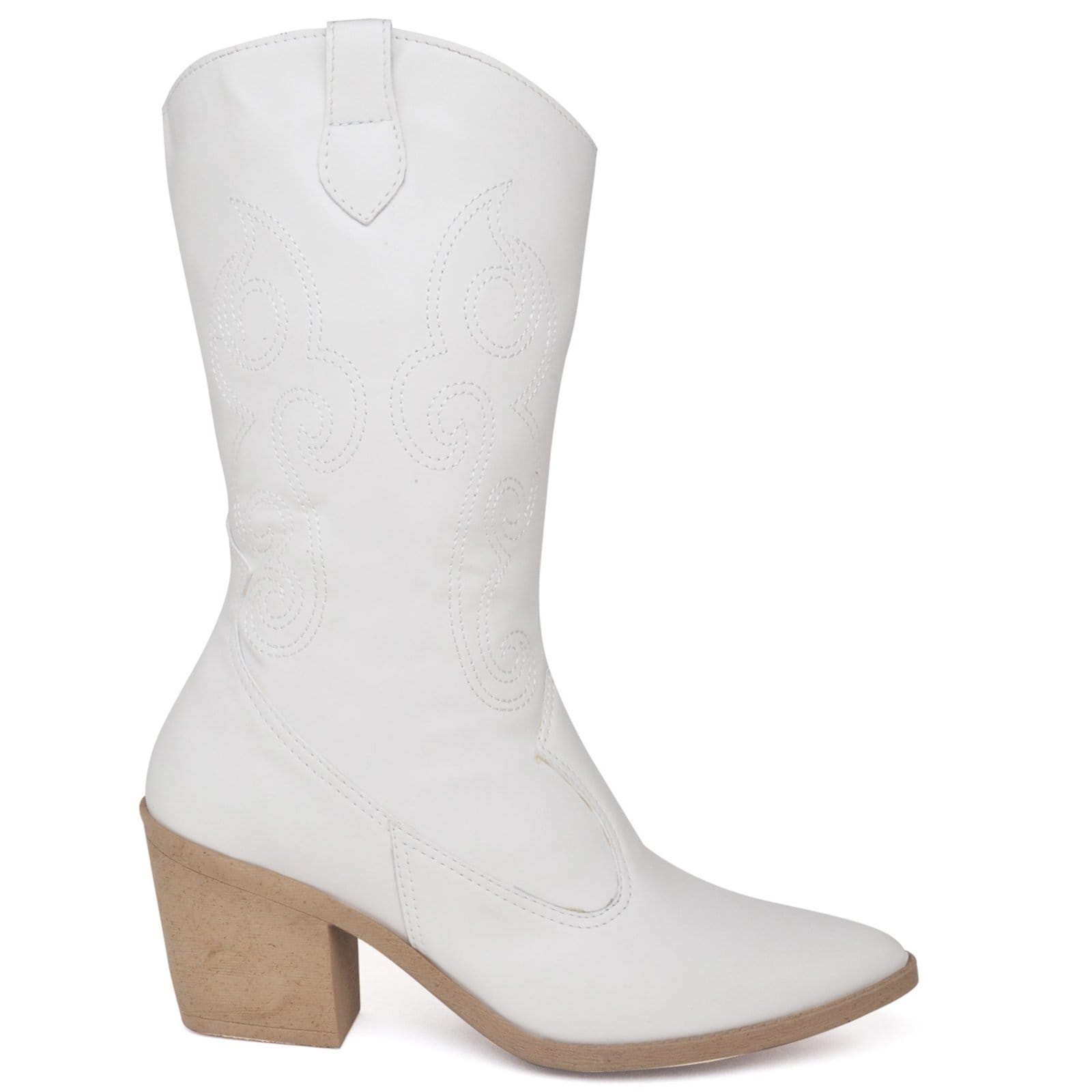 Vista 2 Bota Feminina Texana Western Country Cano Médio Napa Off White ZAFREM off-white white