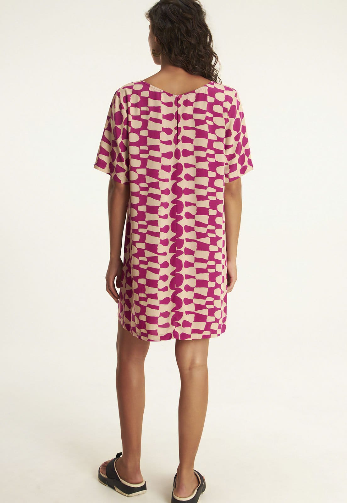 Vista 2 Vestido Cantão Curto TDress Tempos Cantão rosa