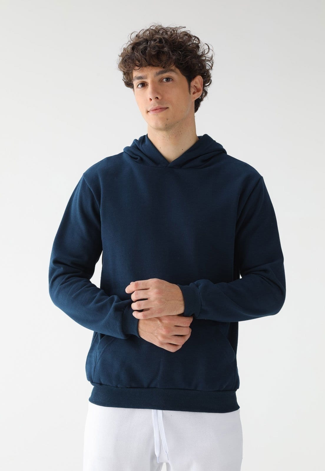 Blusa de Frio Moletom Canguru Masculino Flanelado Benellys Liso Marinho