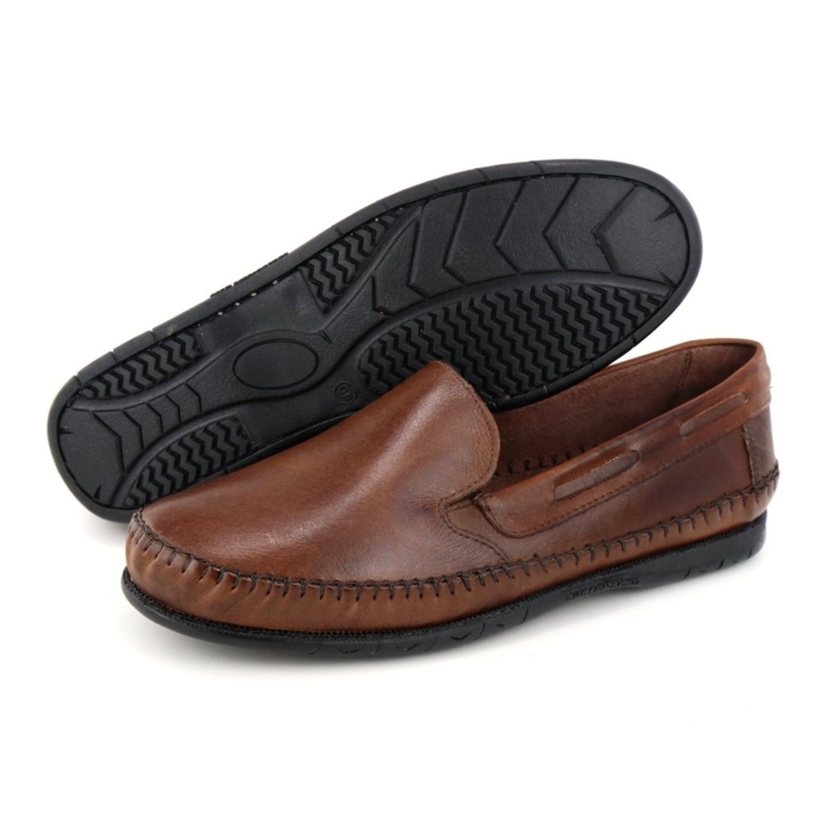 Vista 2 Sapatilha Masculina em Couro Confortavel Conhque Bia Ramos marrom