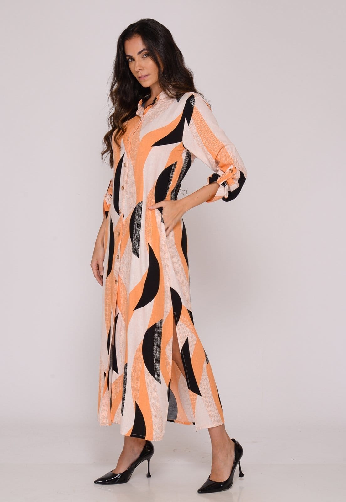 Vista 2 Vestido Chemise Botões L B’Bonnie Valentina Off B'Bonnie estampado