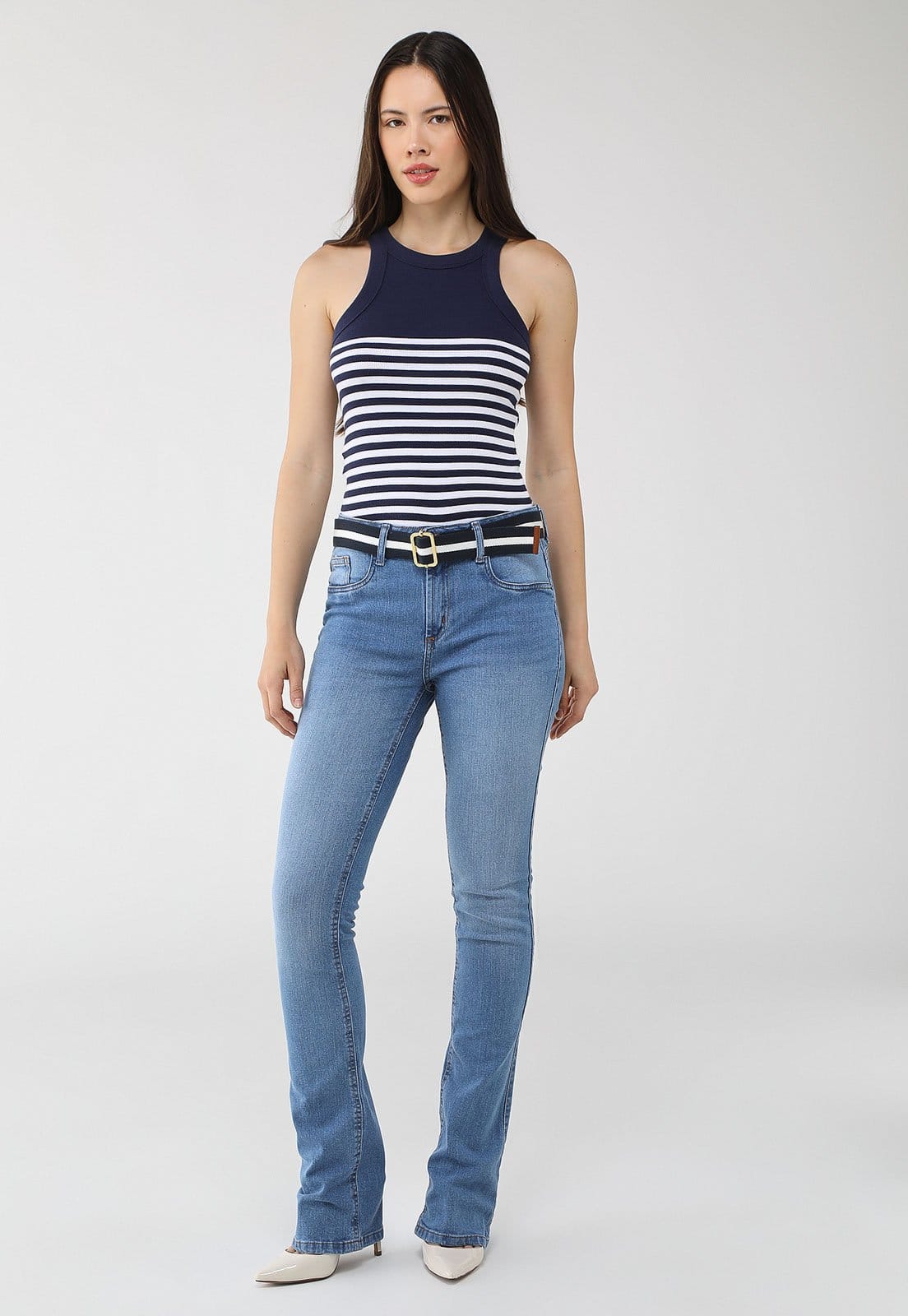 Vista 2 Calça Jeans Lança Perfume Bootcut Pocket Lança Perfume azul