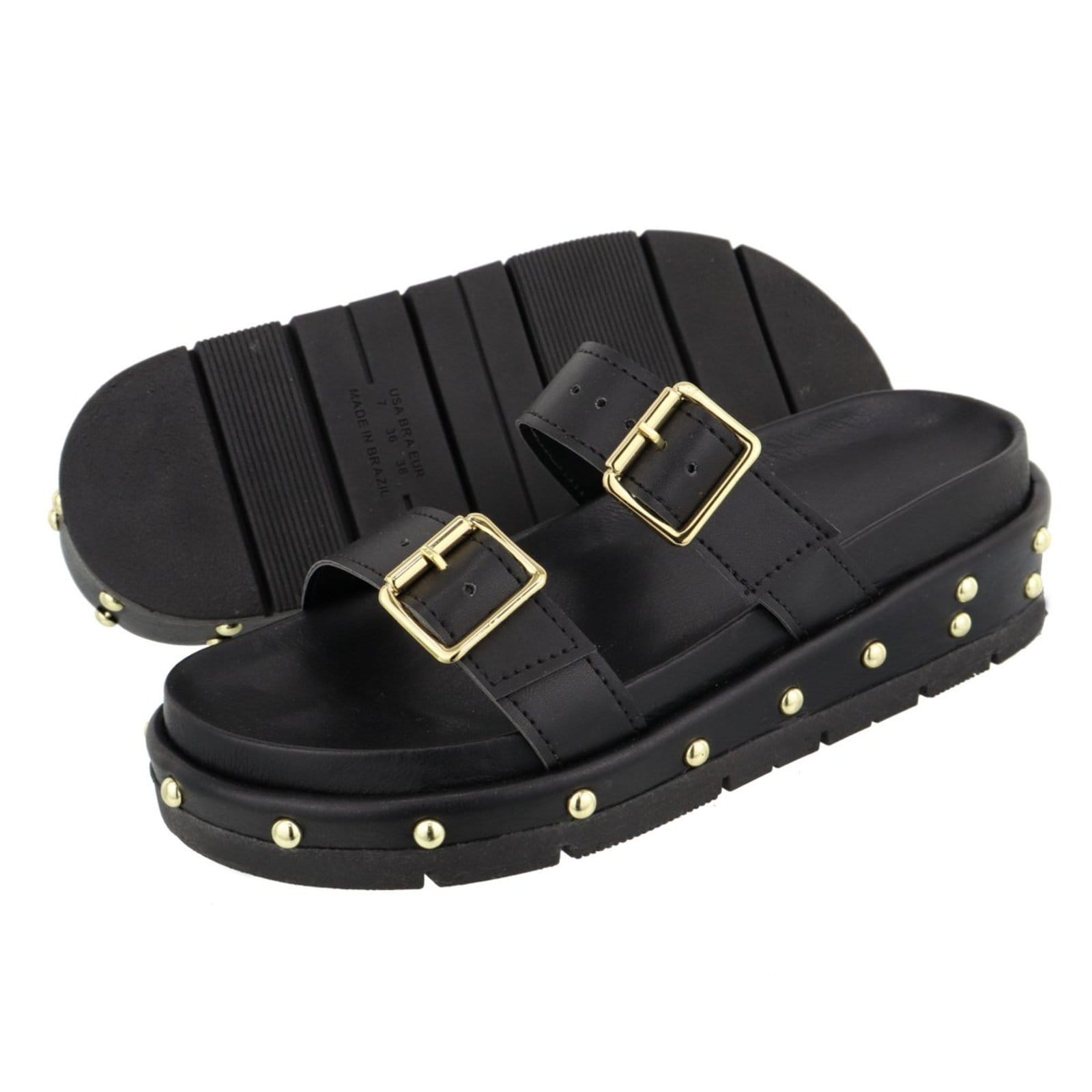 Vista 2 Sandália Papete Feminina Sola Alta Fivelas Preta TELLINI STORE preto