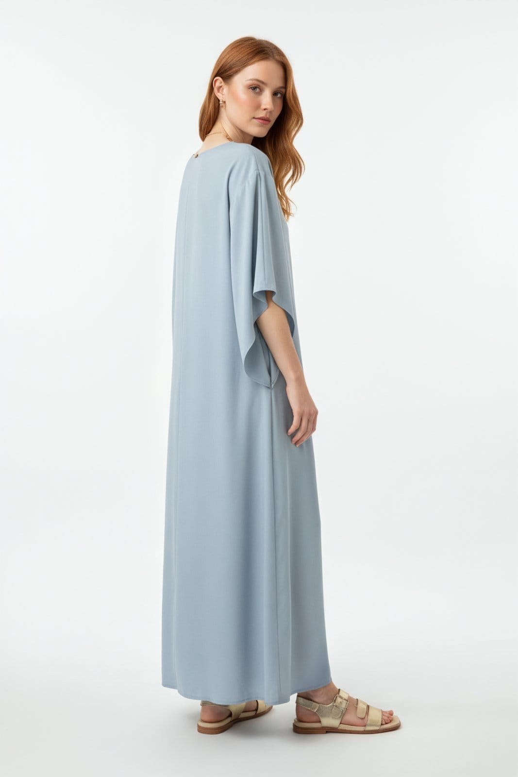 Vista 2 Vestido Longo Mangas Amplas Traymon Ceu - Xgg Traymon azul