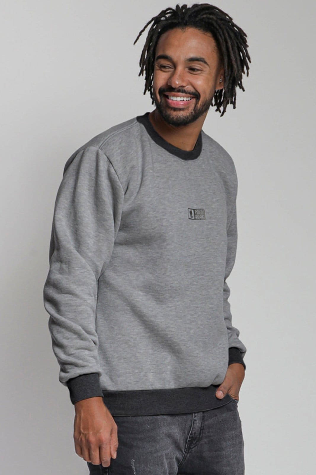 Blusa Moletom Masculina Gola Careca Polo Wear Escuro