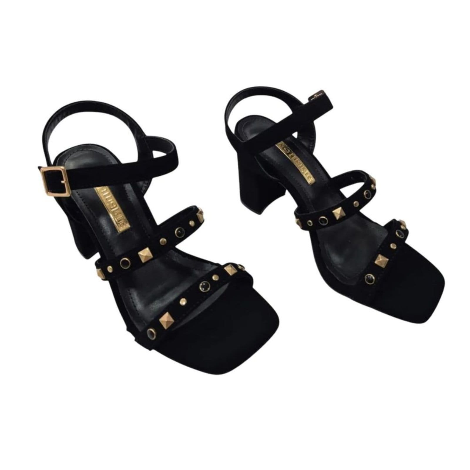 Vista 2 Sandália Feminina Salto Alto Grosso Via Marte Preta VIA MARTE preto