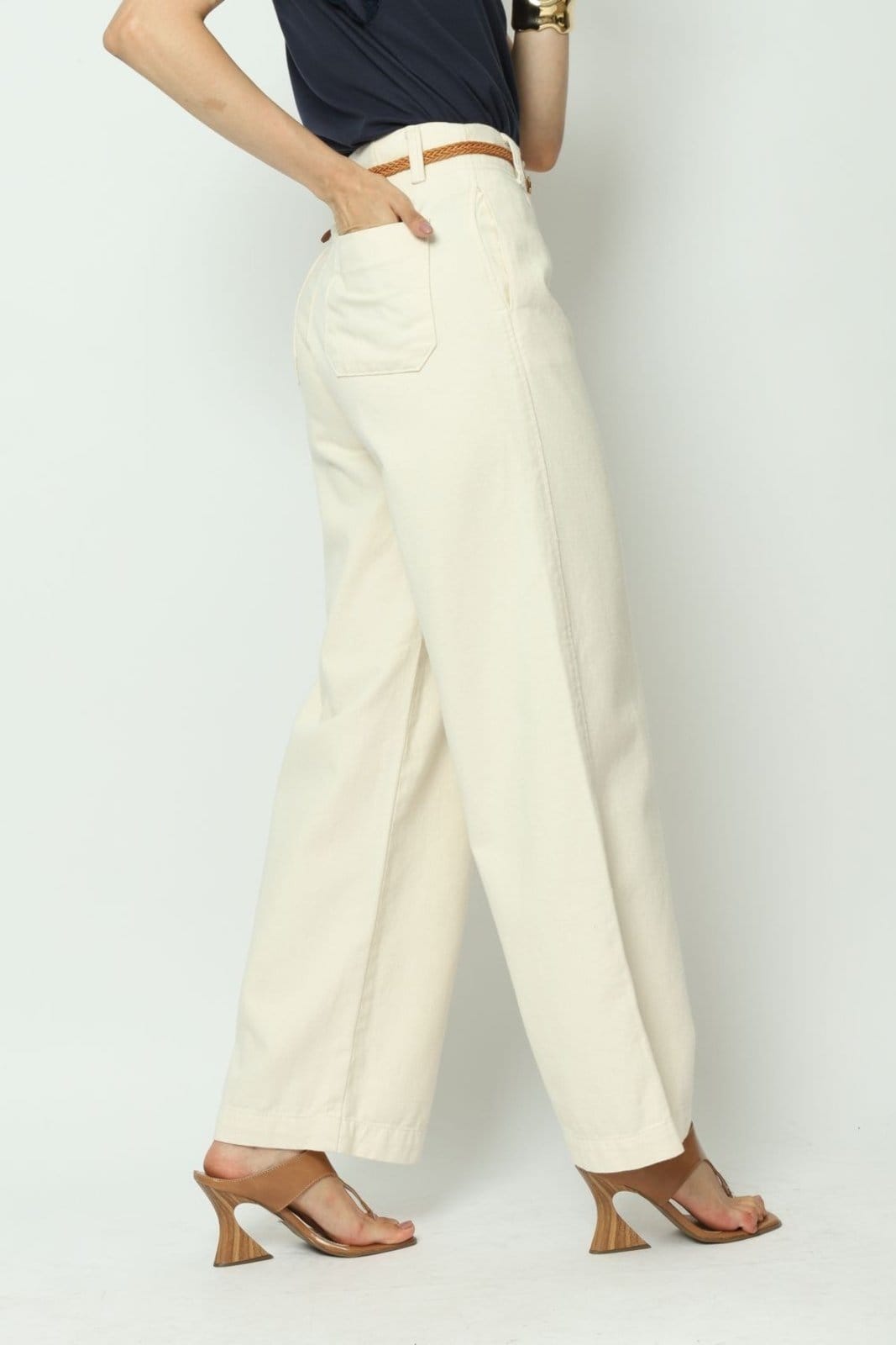 Vista 2 Calça Sarja Reta Alfaiataria Natural Gazzy bege natural