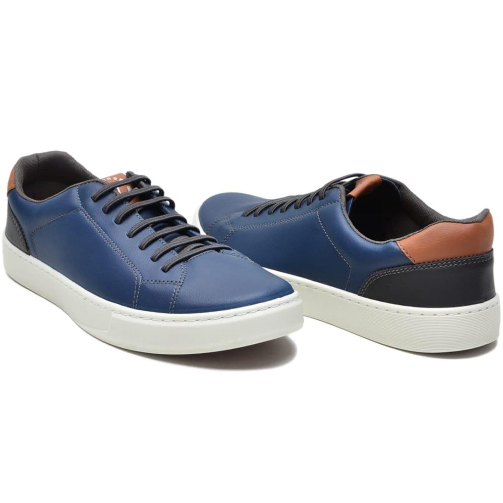 Vista 2 Kit Sapatenis Masculino Anna Andrade Tênis Casual Elástico e Chinelo Slide Elegante Leve Azul Anna Andrade azul marinho