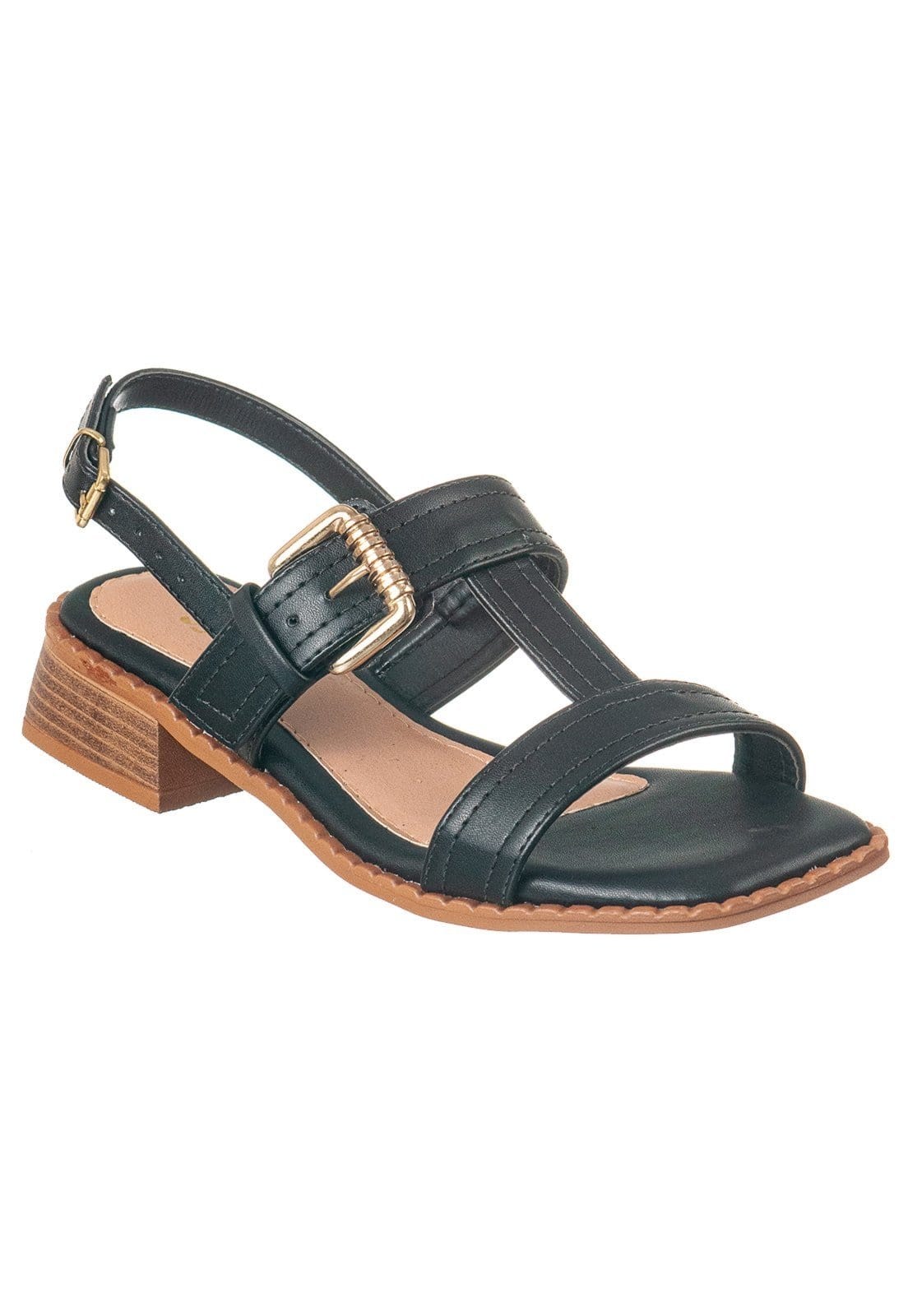 Sandália Feminina Via Birigui Salto Baixo c/ Fivela Lateral