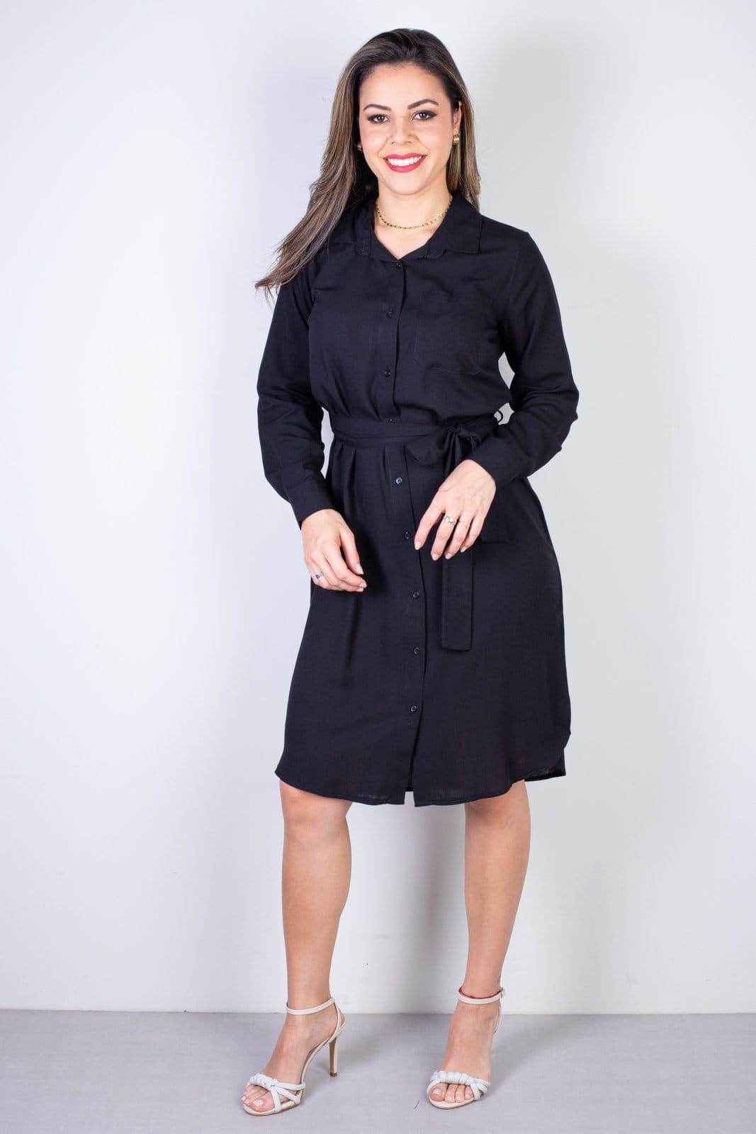 Vestido Enluaze Chemise Manga Longa 51313