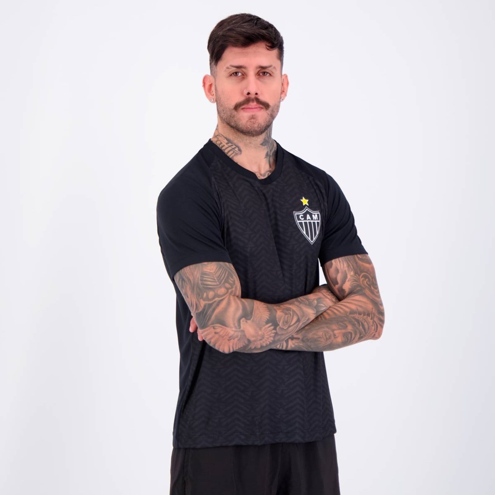 Vista 2 Camisa Atlético Mineiro Principia Preta braziline preto