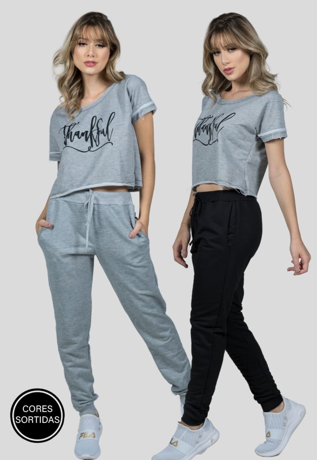 Kit 2 Calças Feminina Vekyo Moletinho Jogger Boslo Casual
