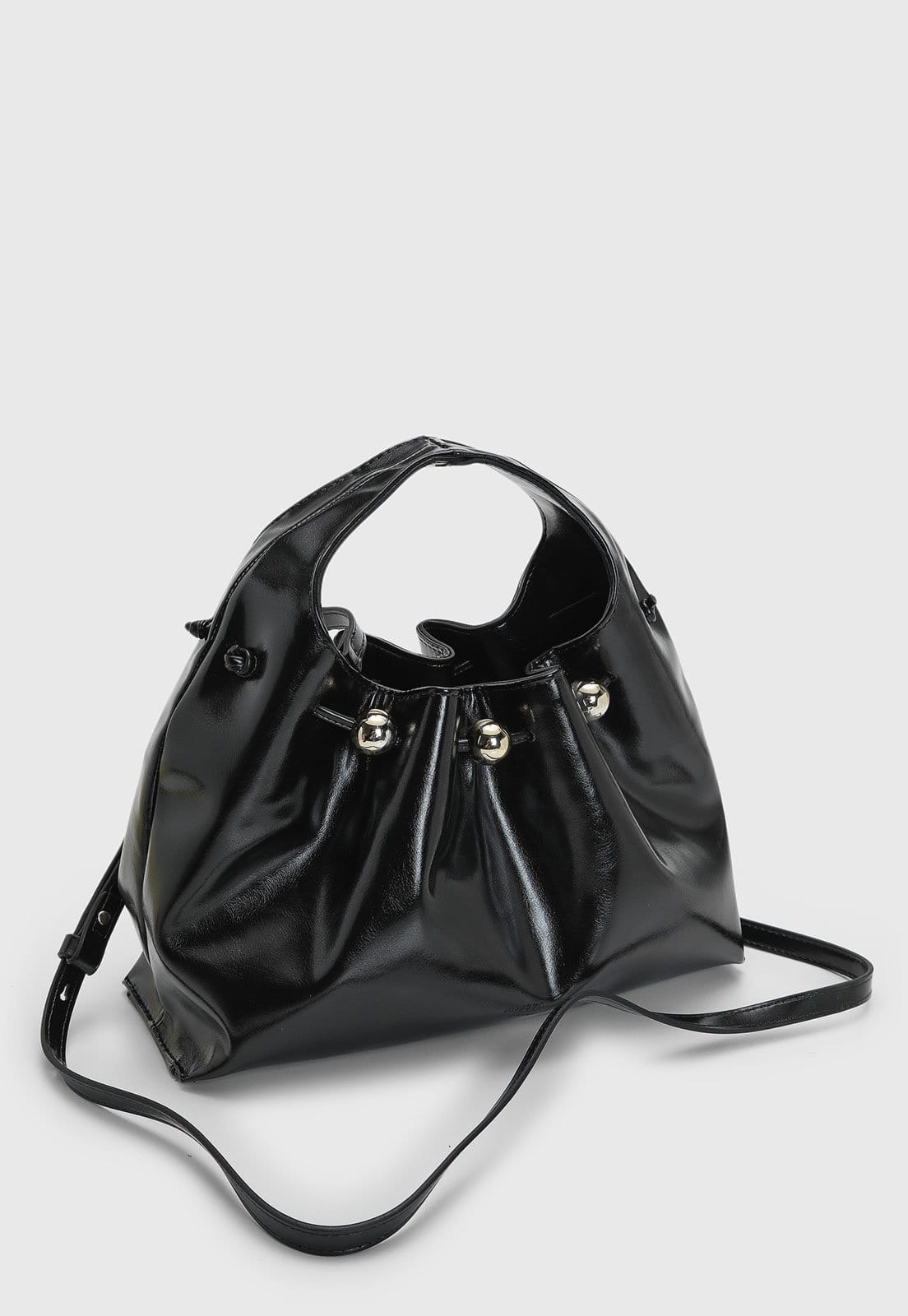 Vista 2 Bolsa Feminina Arezzo Fechamento Saco Preta Arezzo preto