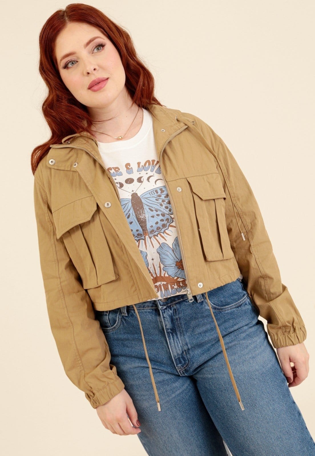 Jaqueta Pop Me Com Bolso Frontal E Puxador Em Algodão