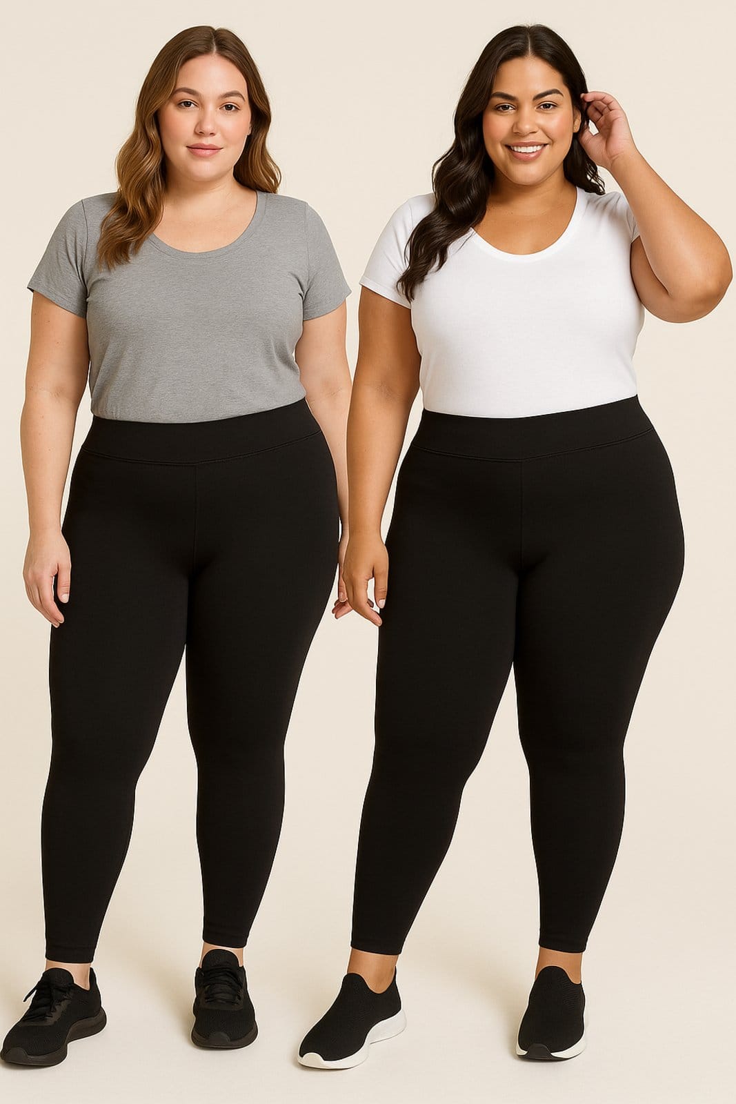 Kit Com 2 Calças Leggings Plus Size D Bell Outlet Fashion Cós Alto