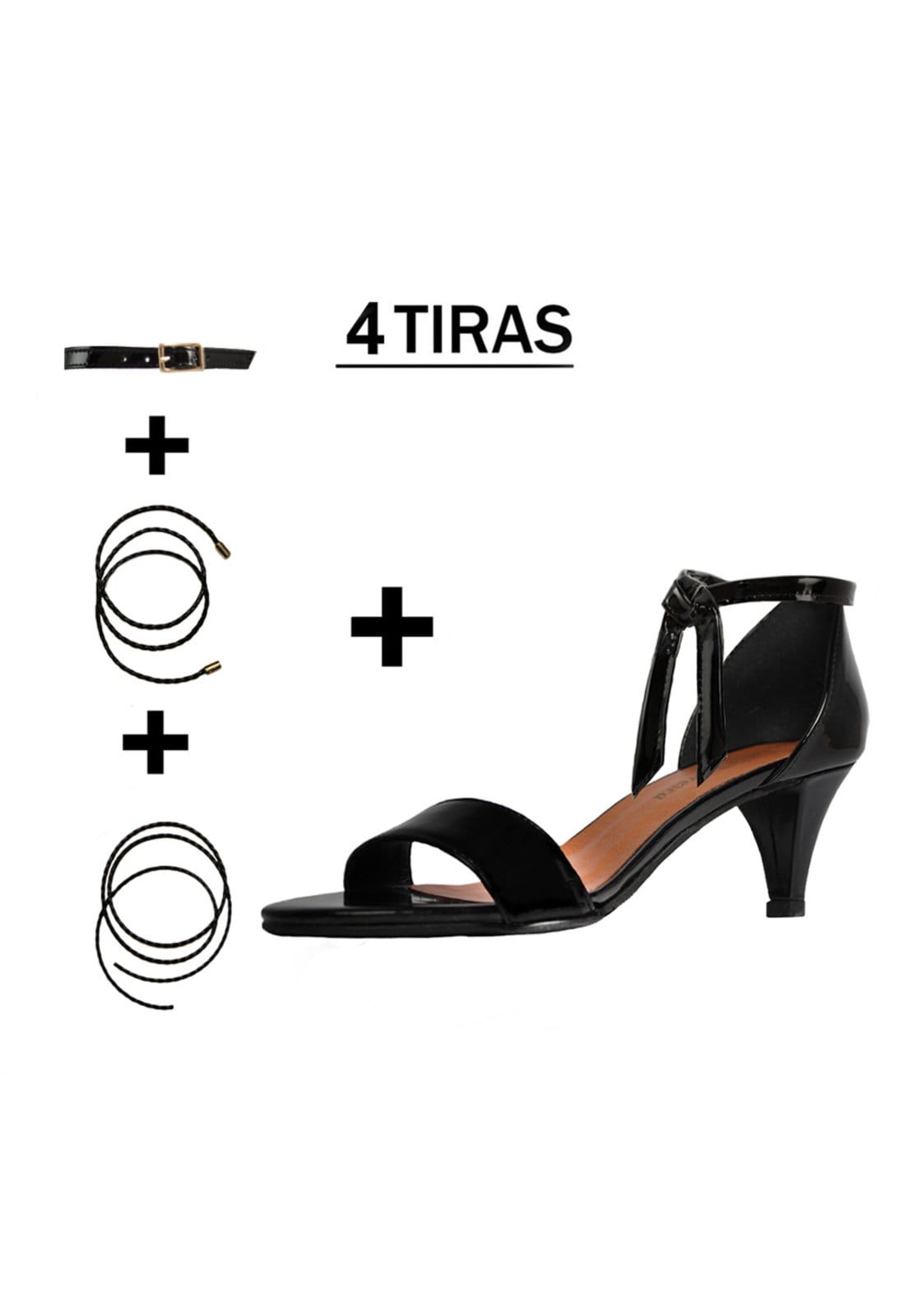 Sandália Troca Tira Salto Baixo Fino Verniz Mod. 4065-2