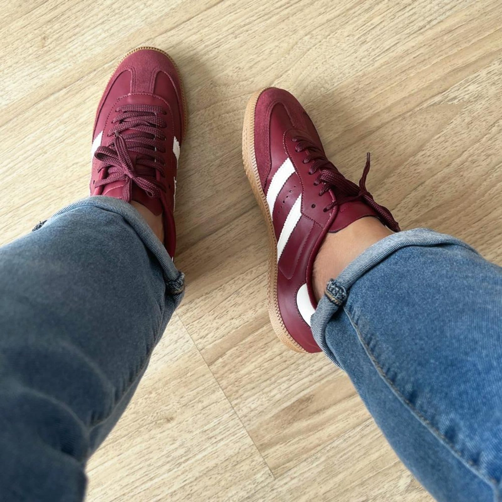 Vista 2 Tênis Flatform Manu Bordô Damannu Shoes cinza