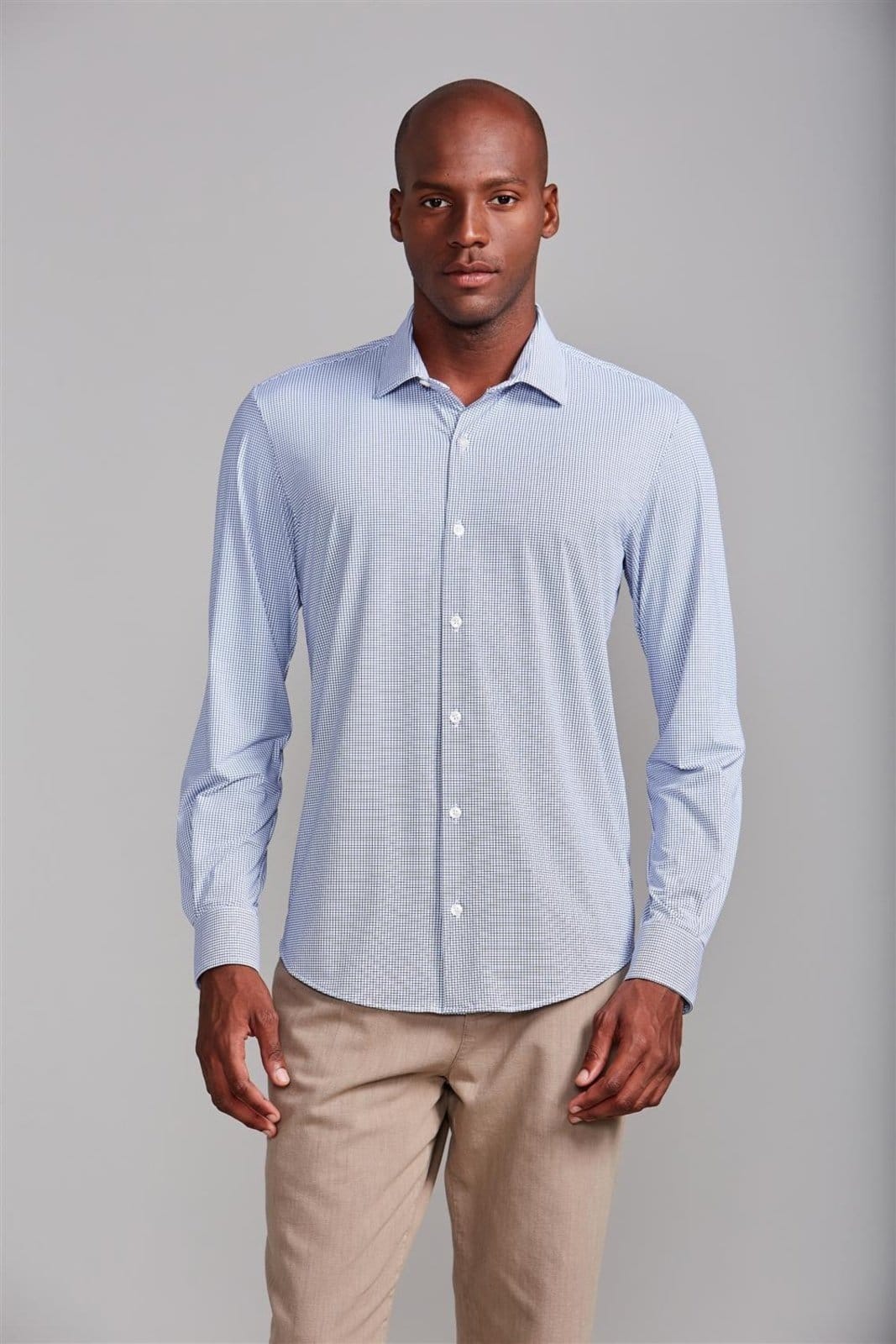 Vista principal HIGHSTIL Camisa Tecnocomfy Slim Fit Listrada HIGHSTIL azul