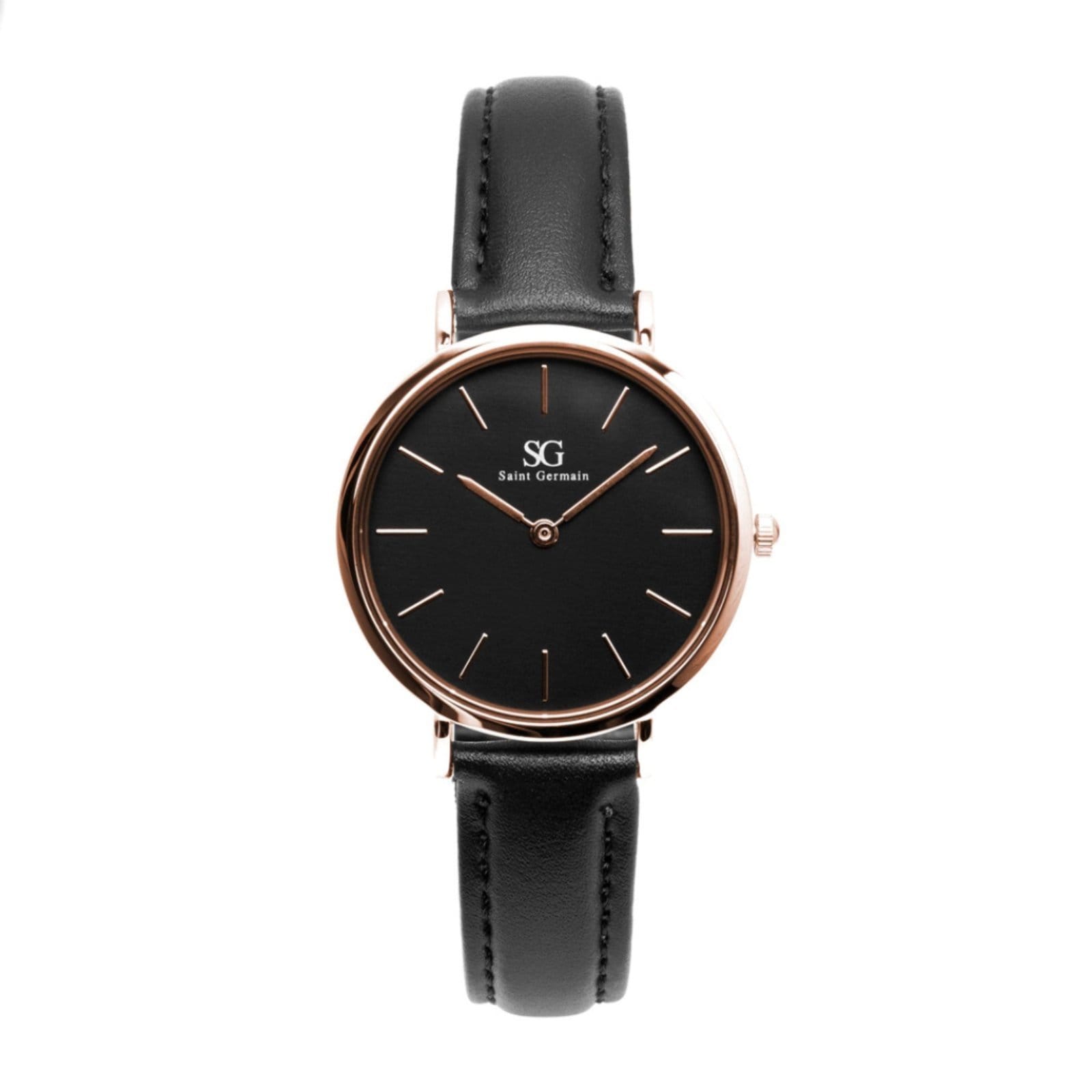 Relógio Analógico Feminino Preto Pulseira De Couro Murray Black Rosé Gold 32mm