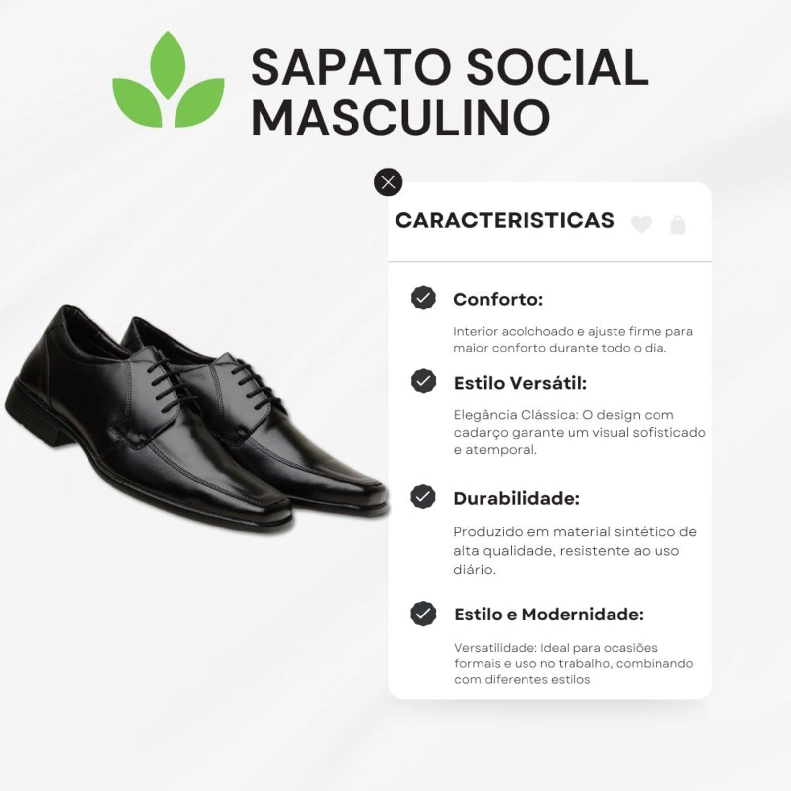 Vista 2 Kit Sapato Social Masculino Classico Macio Ortopédico Confortável Básico + Carteira Bia Ramos preto