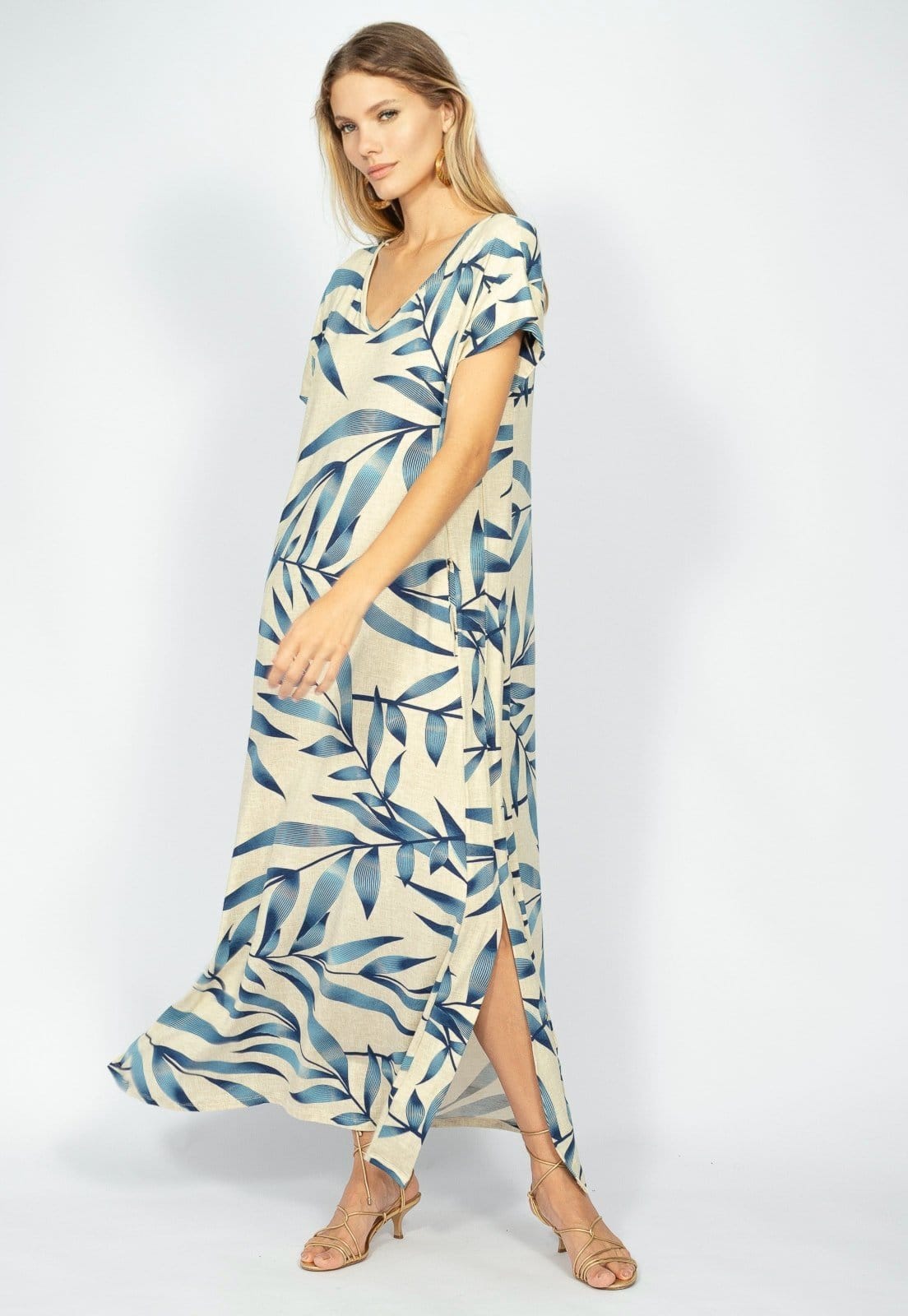 Vista 2 Vestido Nheengatu Malha Amazonia Vital Bambu Amazonia Vital azul/azul