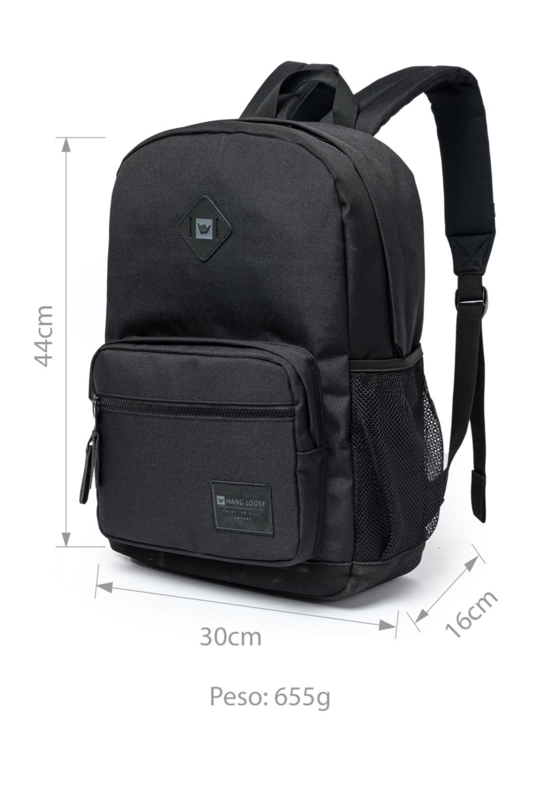 Vista 2 Mochila Masculina Hang Loose Reforçada Casual Viagem Notebook Trabalho Hang Loose preto