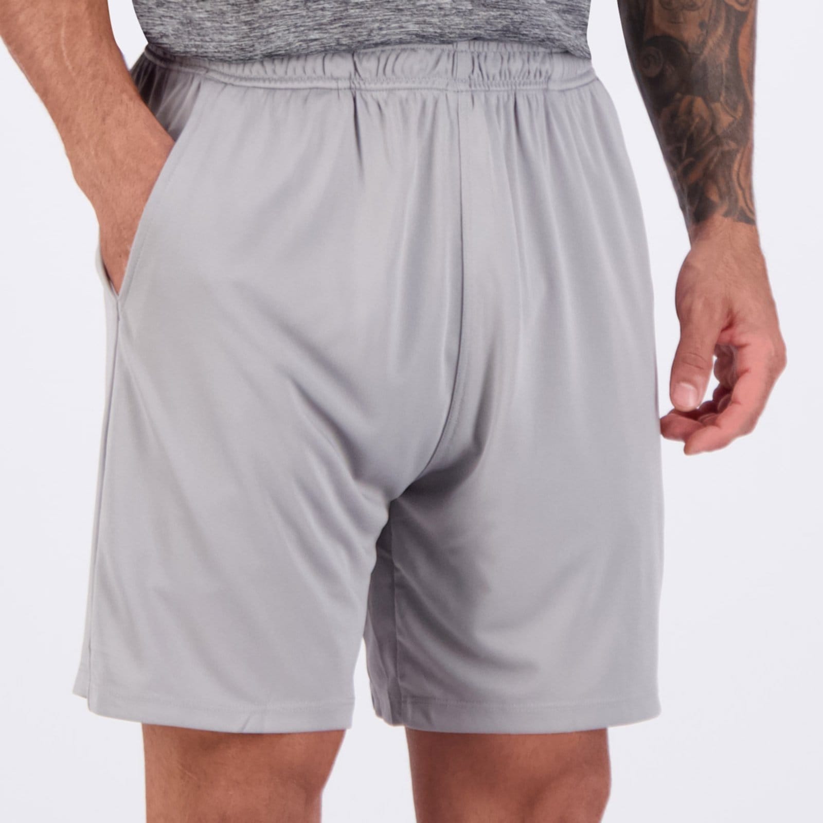 Vista 2 Bermuda Topper Malha Stamp Logo Topper cinza