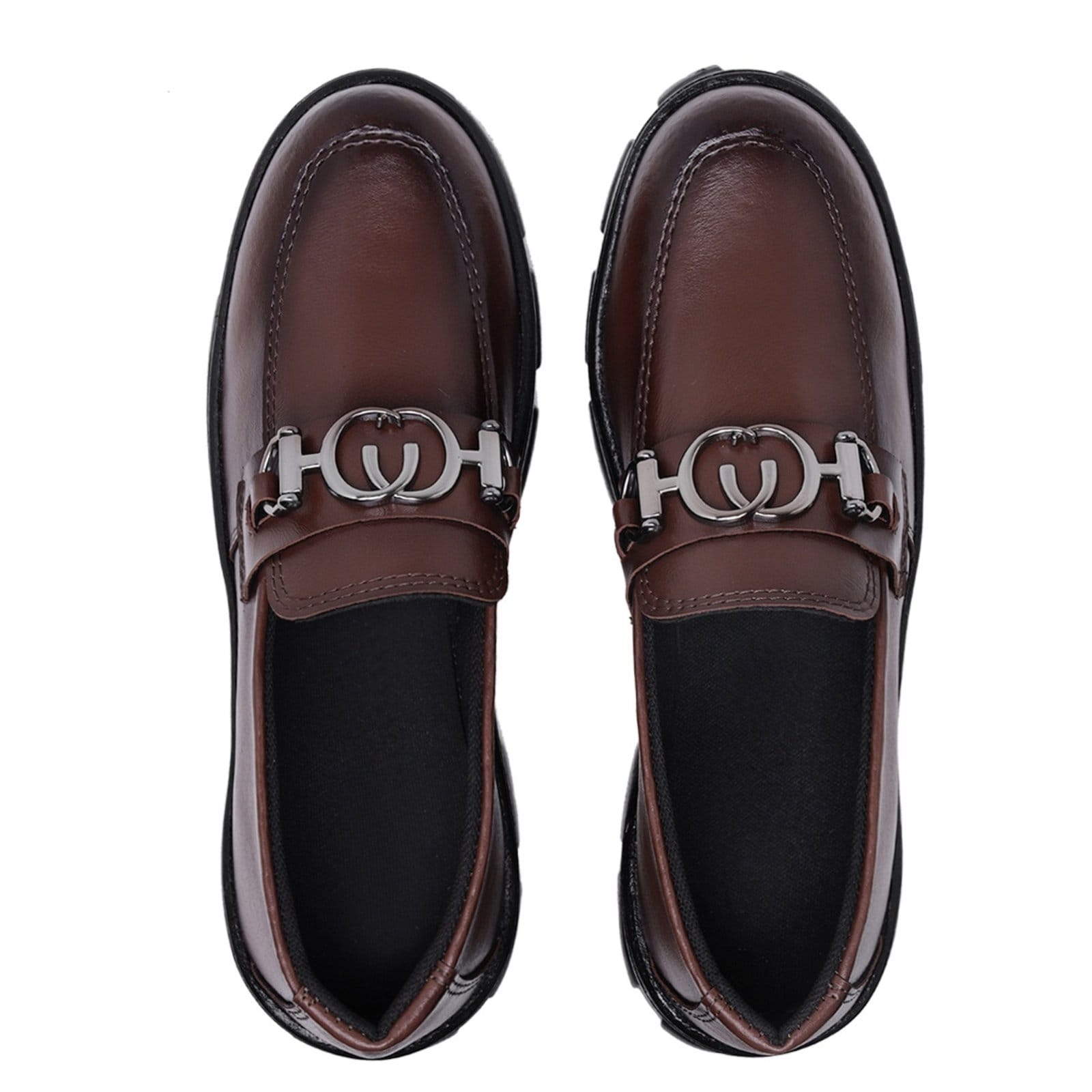 Vista 2 Mocassim Feminino Tratorado Café Bridão Estiloso Santa Rosa café rosa