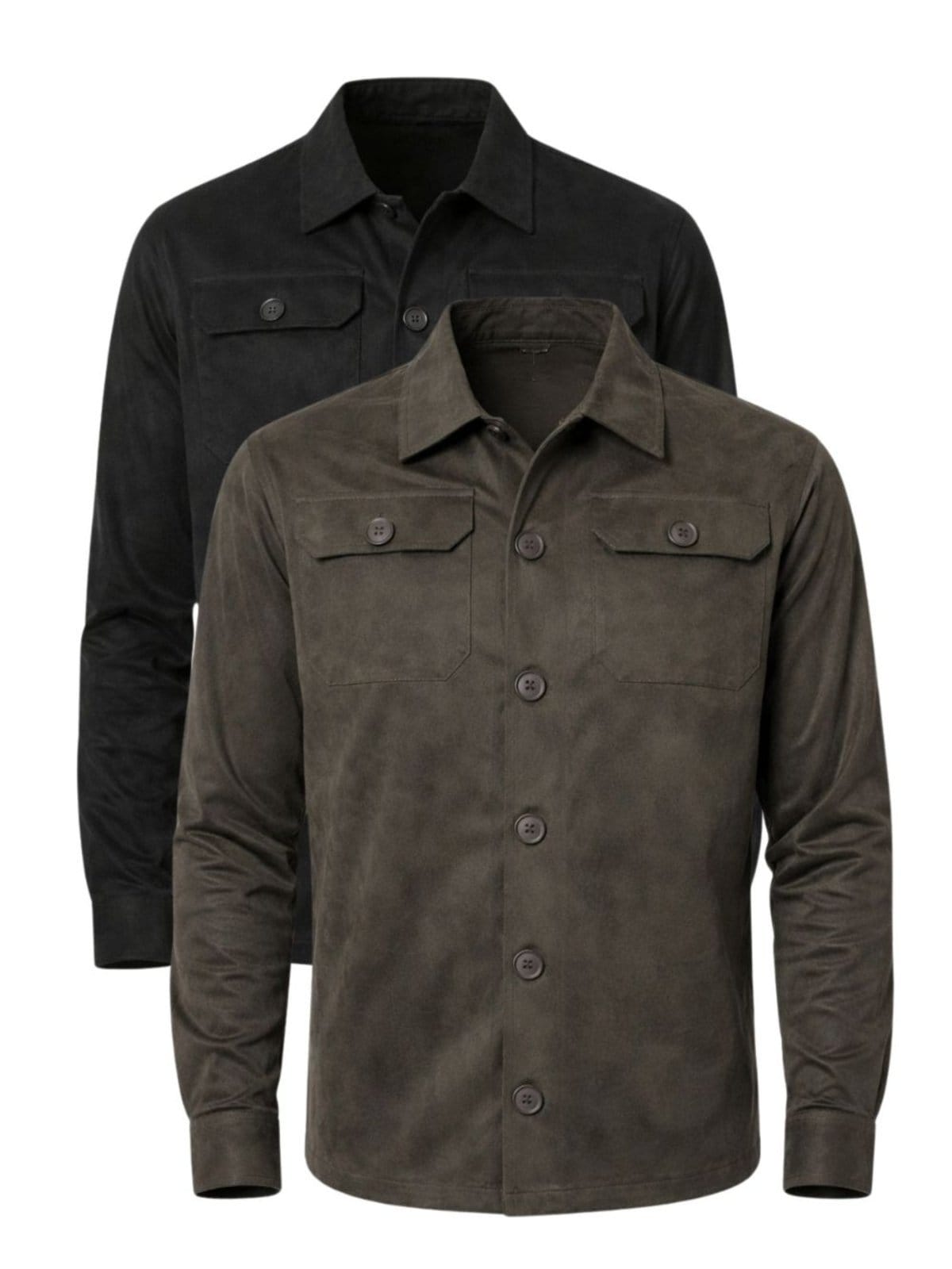 Kit 2 Camisas Masculina Suede Manga Longa Preto e Crocker - 49615