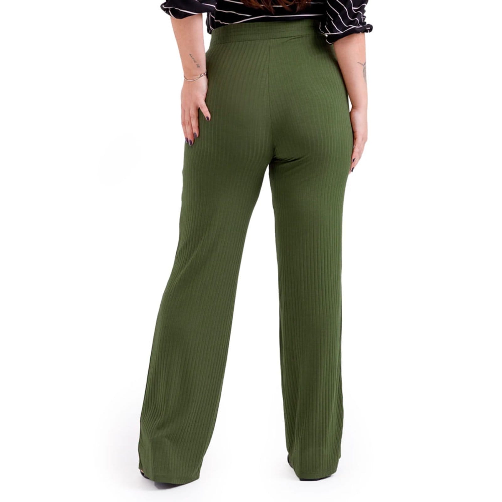 Vista 2 Calça Feminina Habana Pantalona Canelada Habana verde