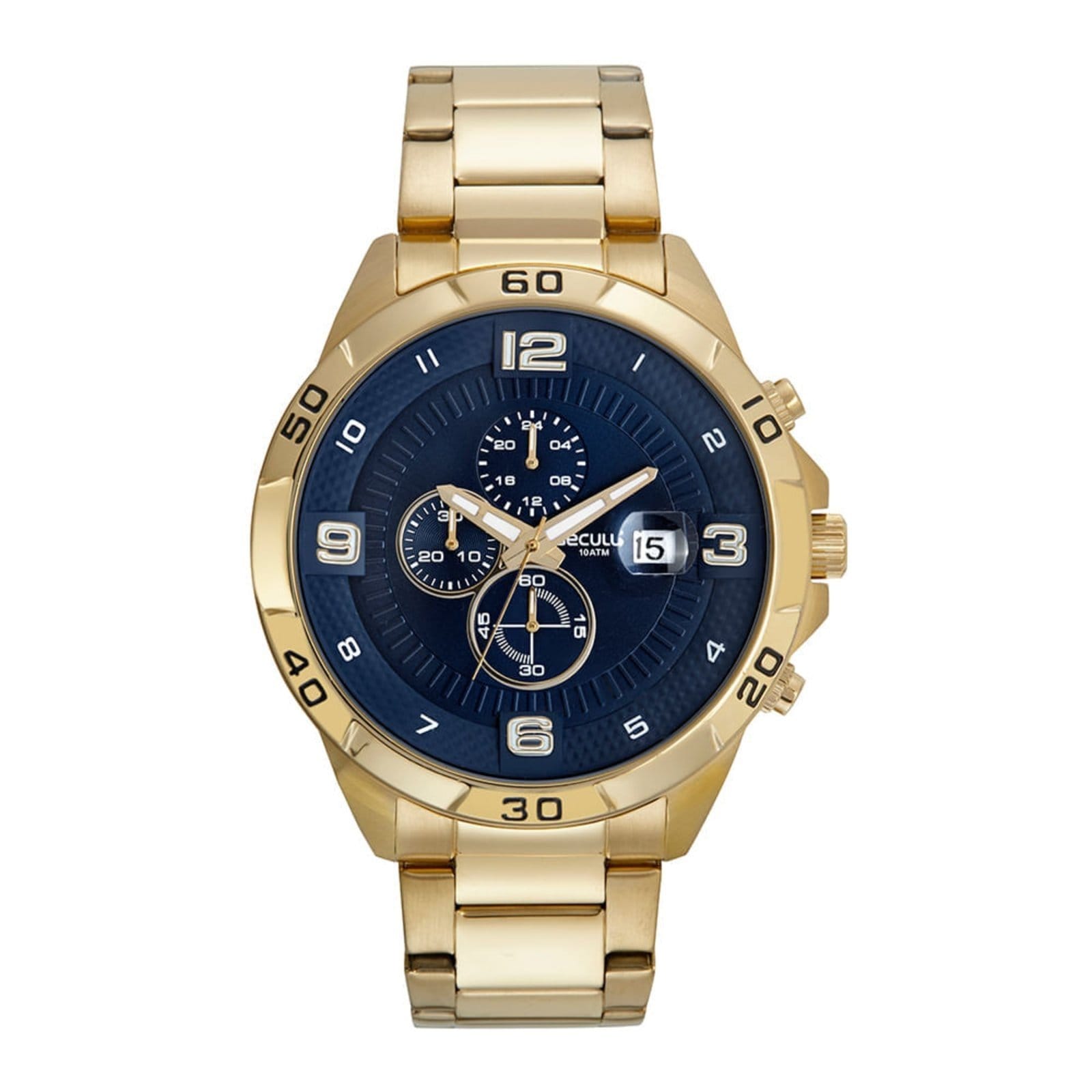 Vista principal Relógio Seculus Masculino Cronógrafo Aro Rampado 3D Seculus dourado