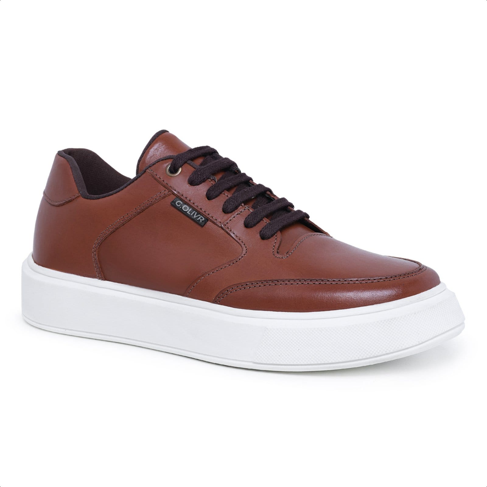 Vista 2 Tenis Sapatenis Lavini Couro Casual Casamento Sola Alta Café Lavini Shoes marrom