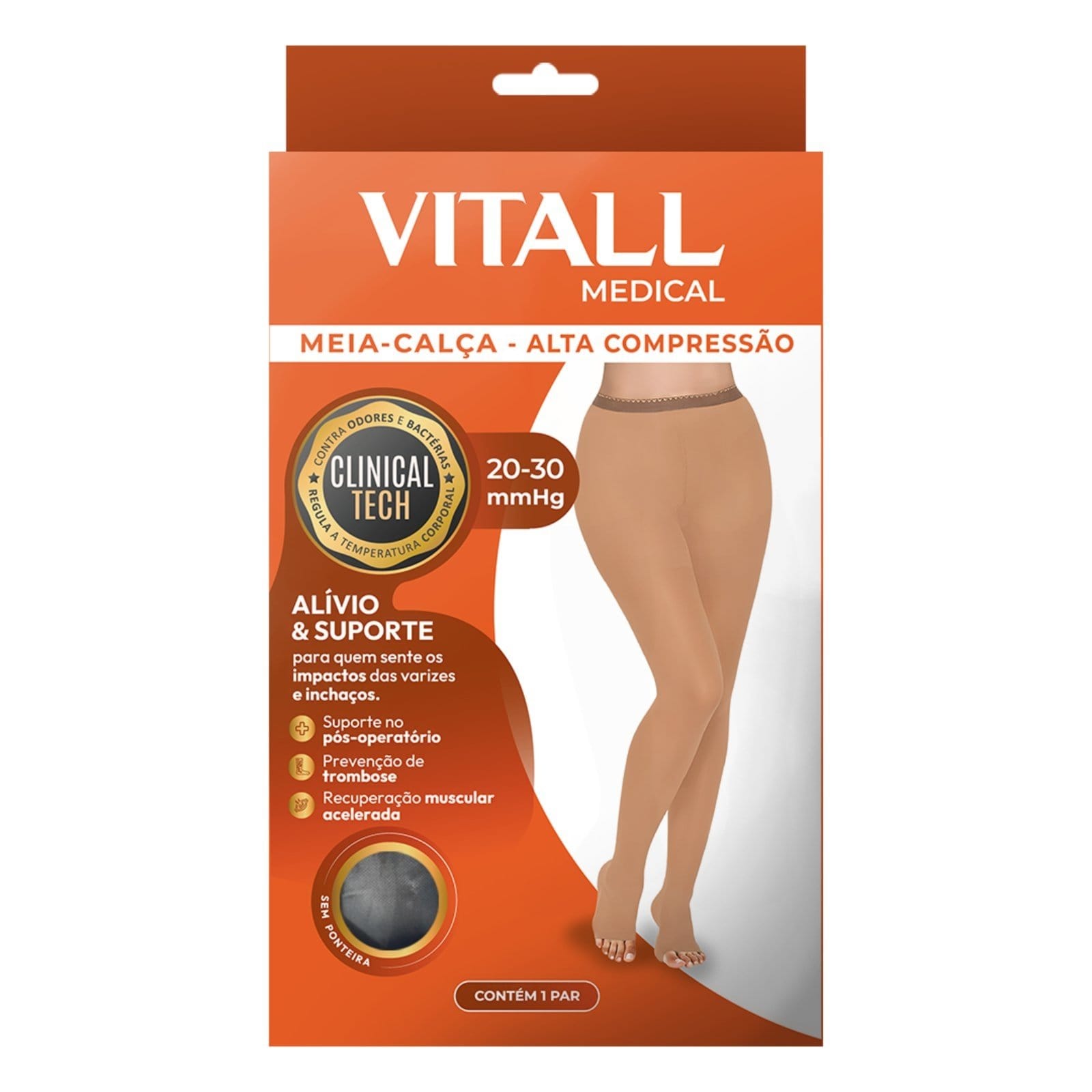 Meia Calça Sem Ponteira Alta Compressão 20-30 mmHg Vitall Medical 1891 - 2