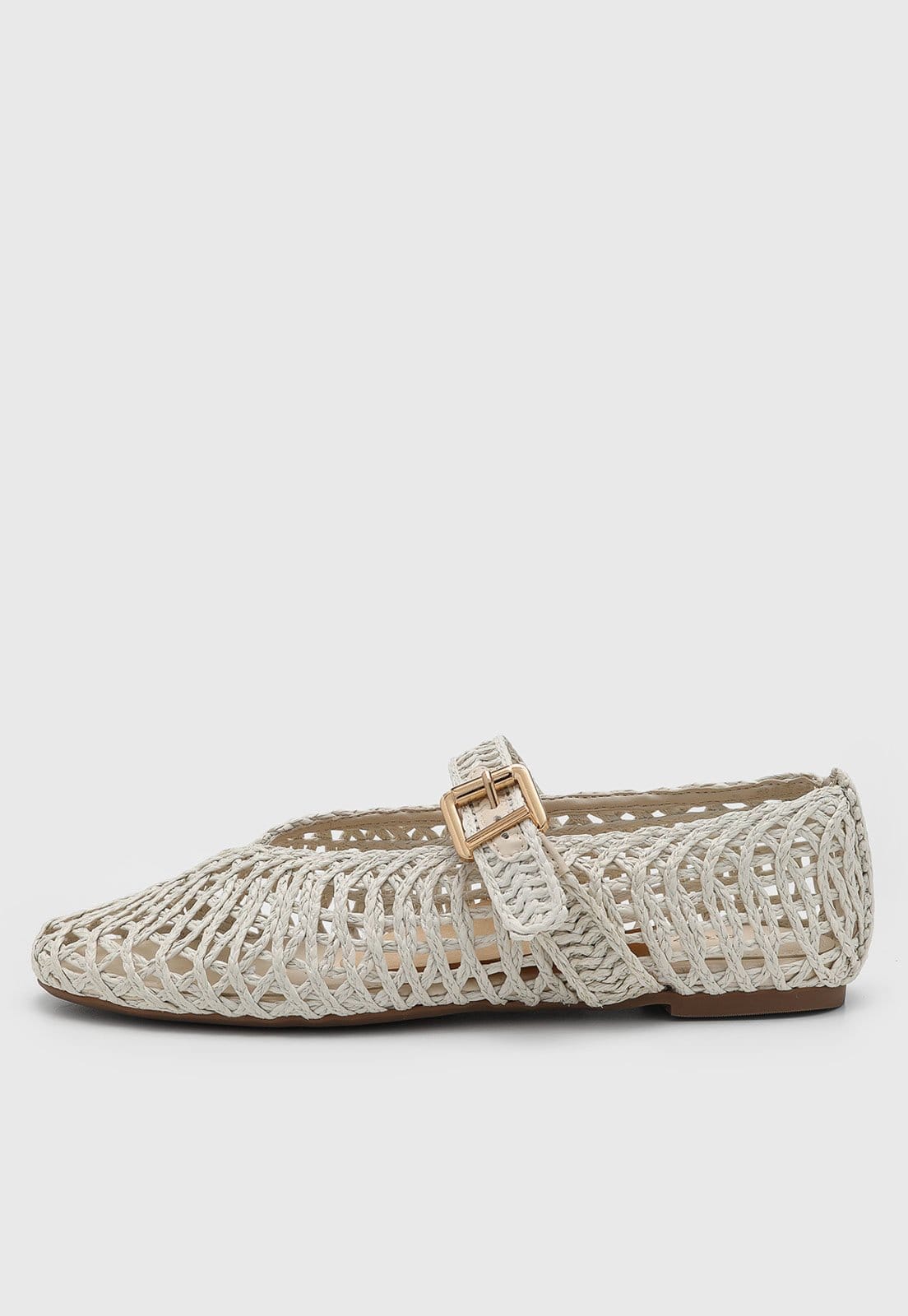 Sapatilha Feminina Arezzo Tramado Palha Off-White