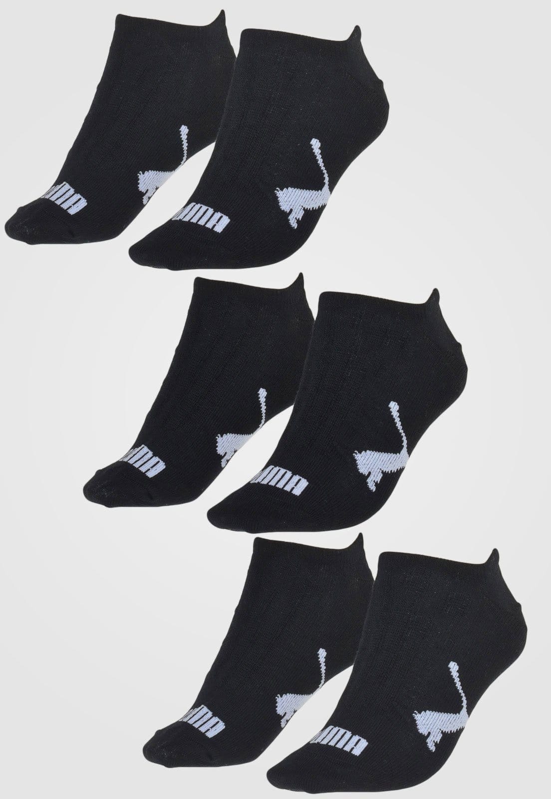 Vista 2 Kit Meia Masculina Puma Logo Cano Baixo Preta Puma preto