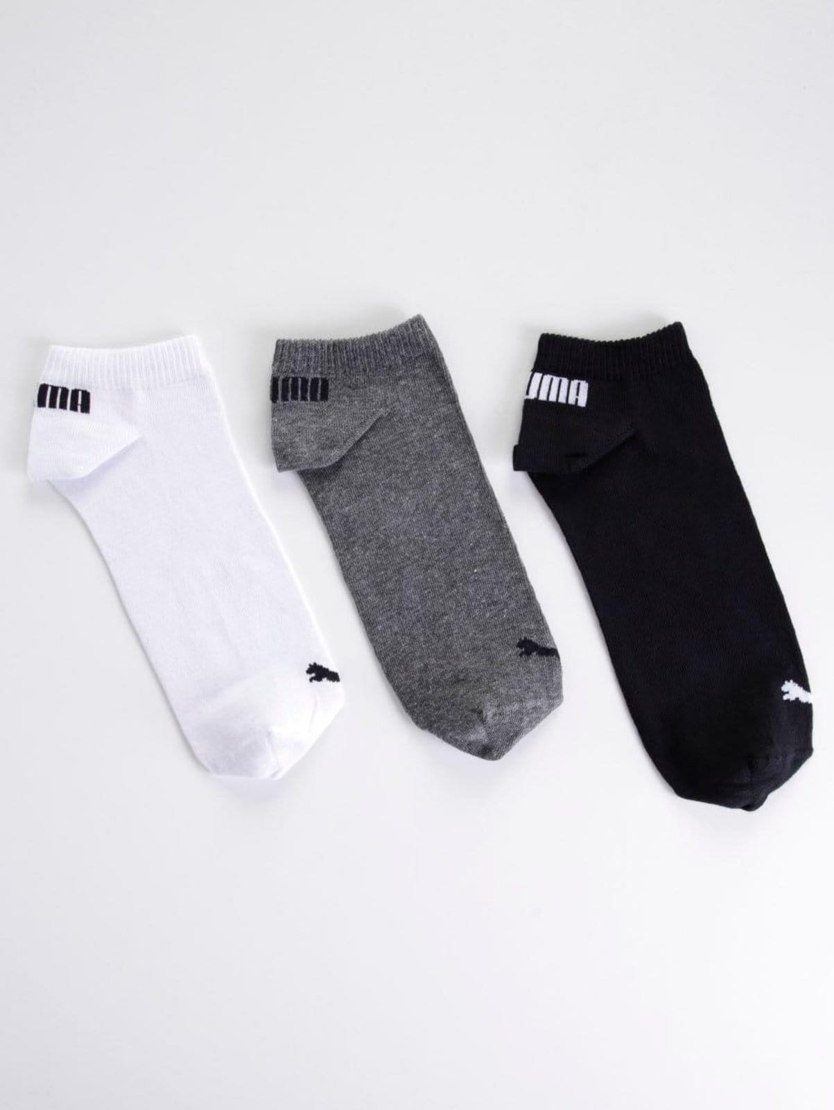 Kit com 03 Meias Cano Curto Puma Masculinas Preto/Cinza