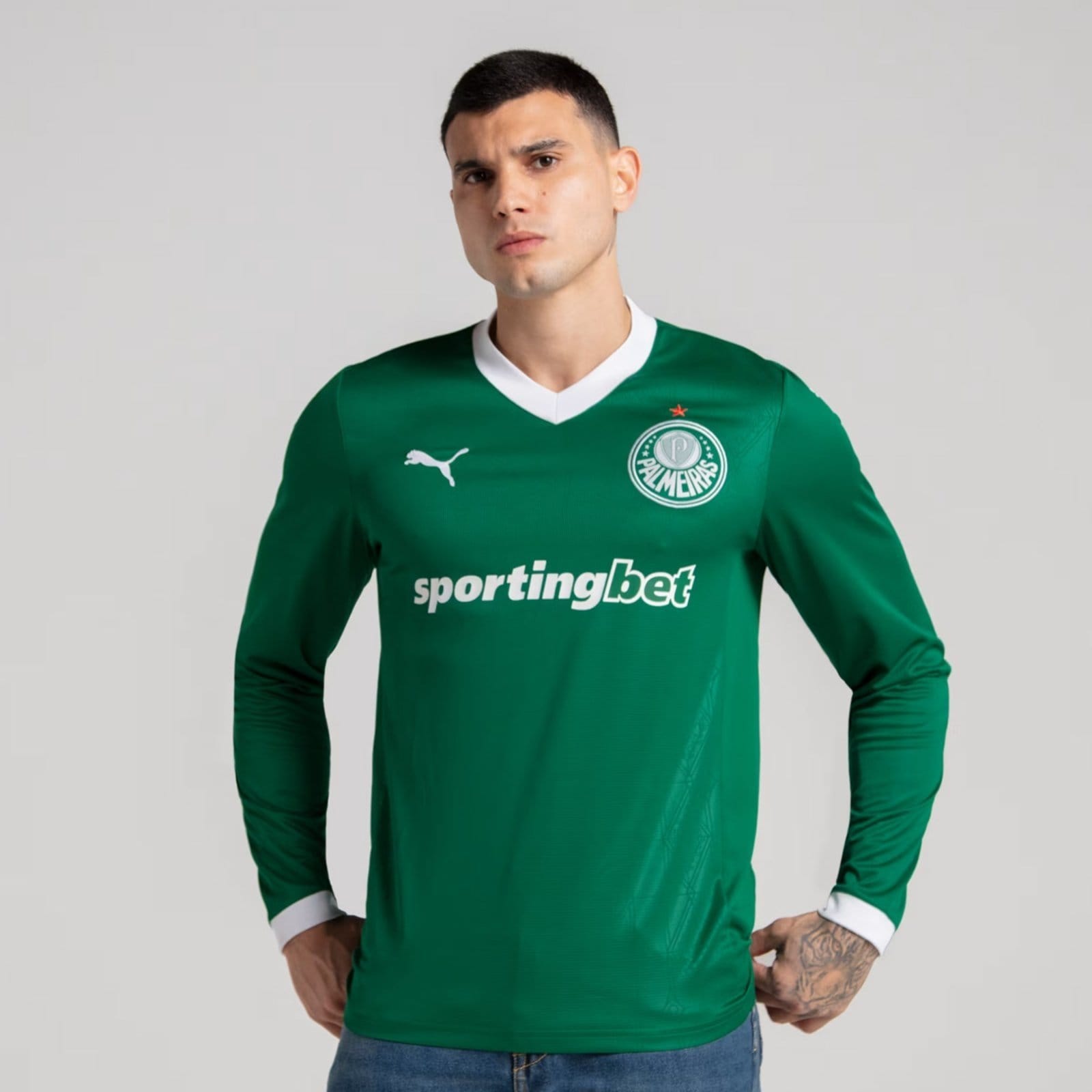 Camisa Puma Palmeiras I 2025 Manga Longa