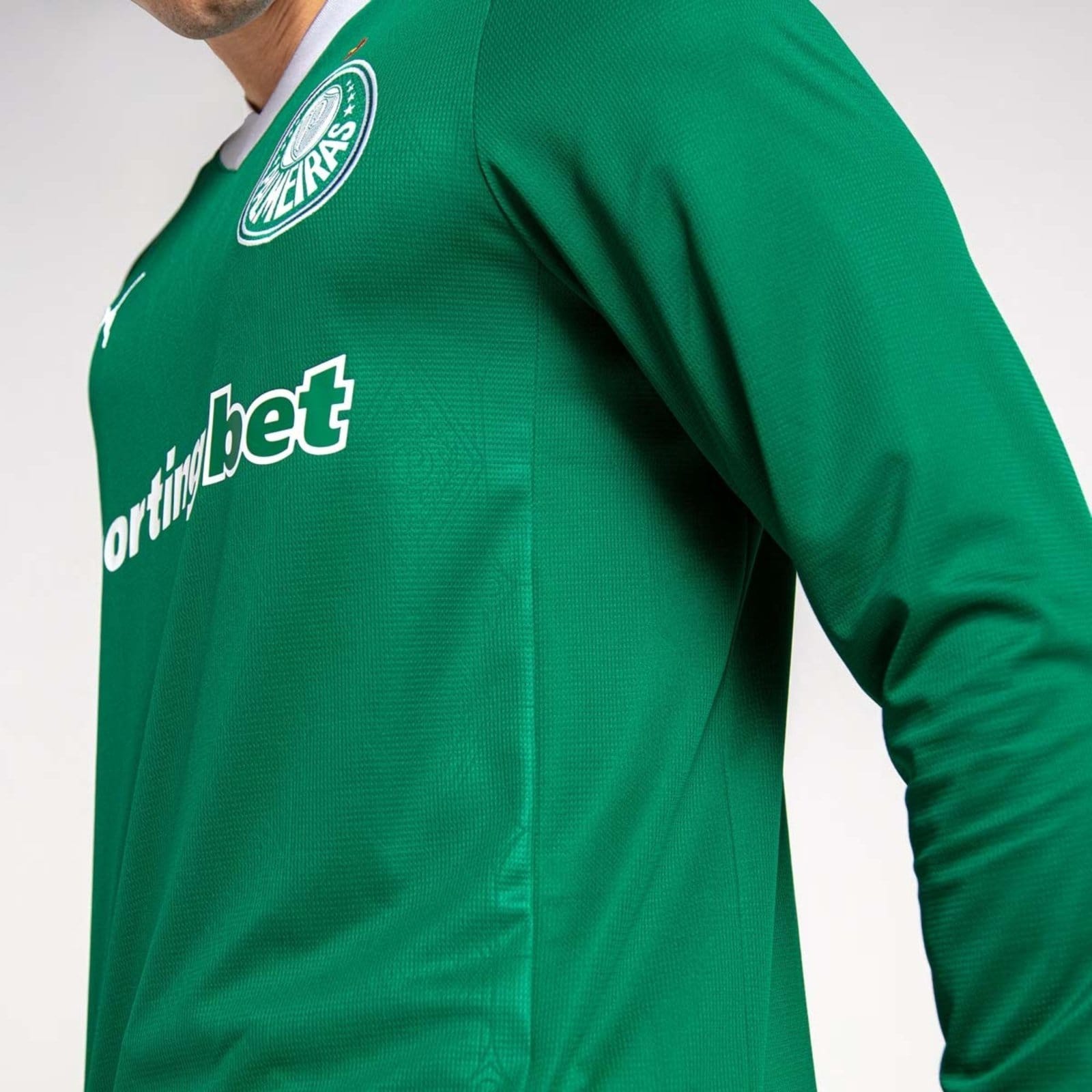 Vista 2 Camisa Puma Palmeiras I 2025 Manga Longa Puma verde
