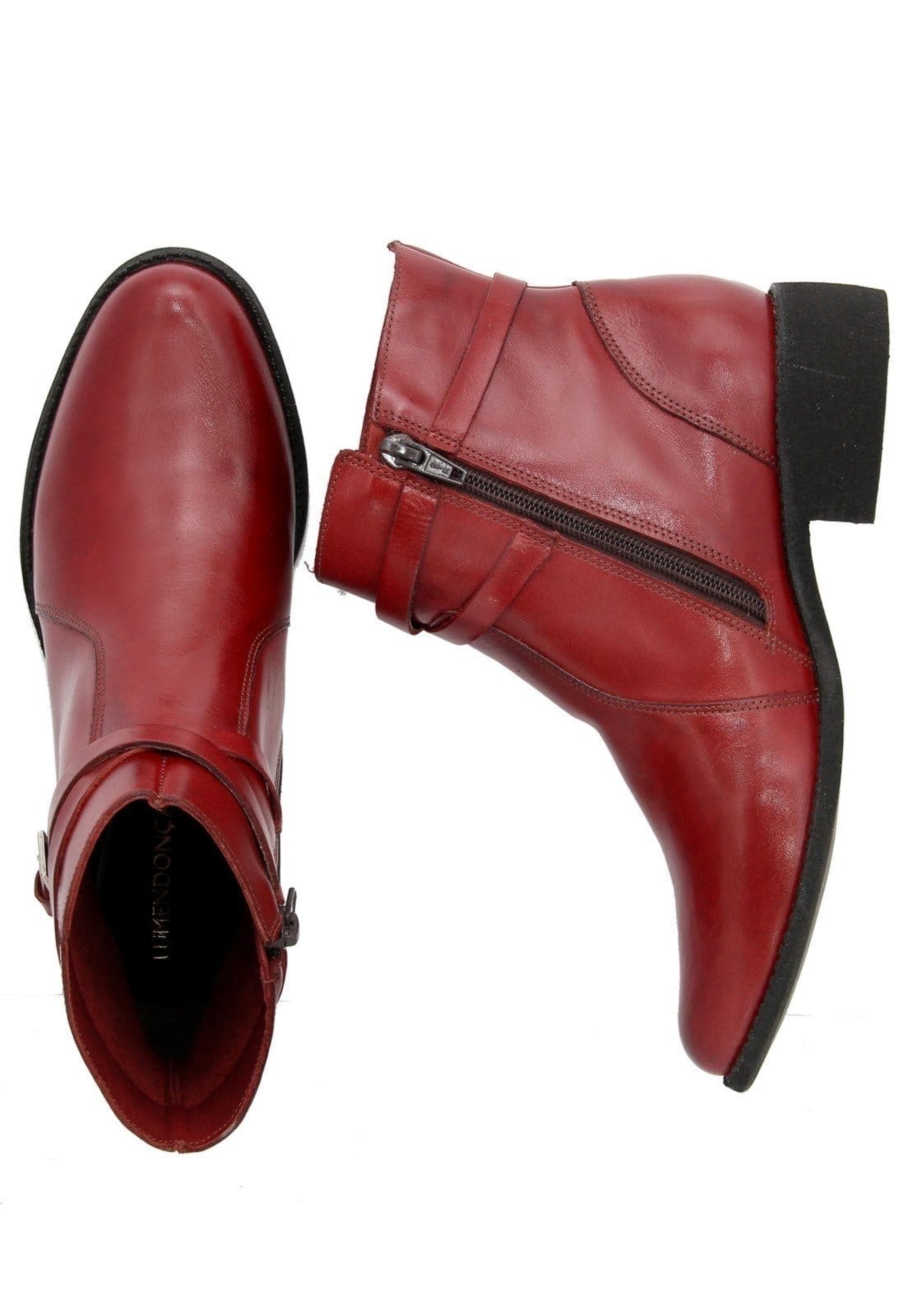 Vista 2 Bota em Couro Conforto Lisa Maria Paula Cano Curto Vermelha MARIA PAULA vermelho