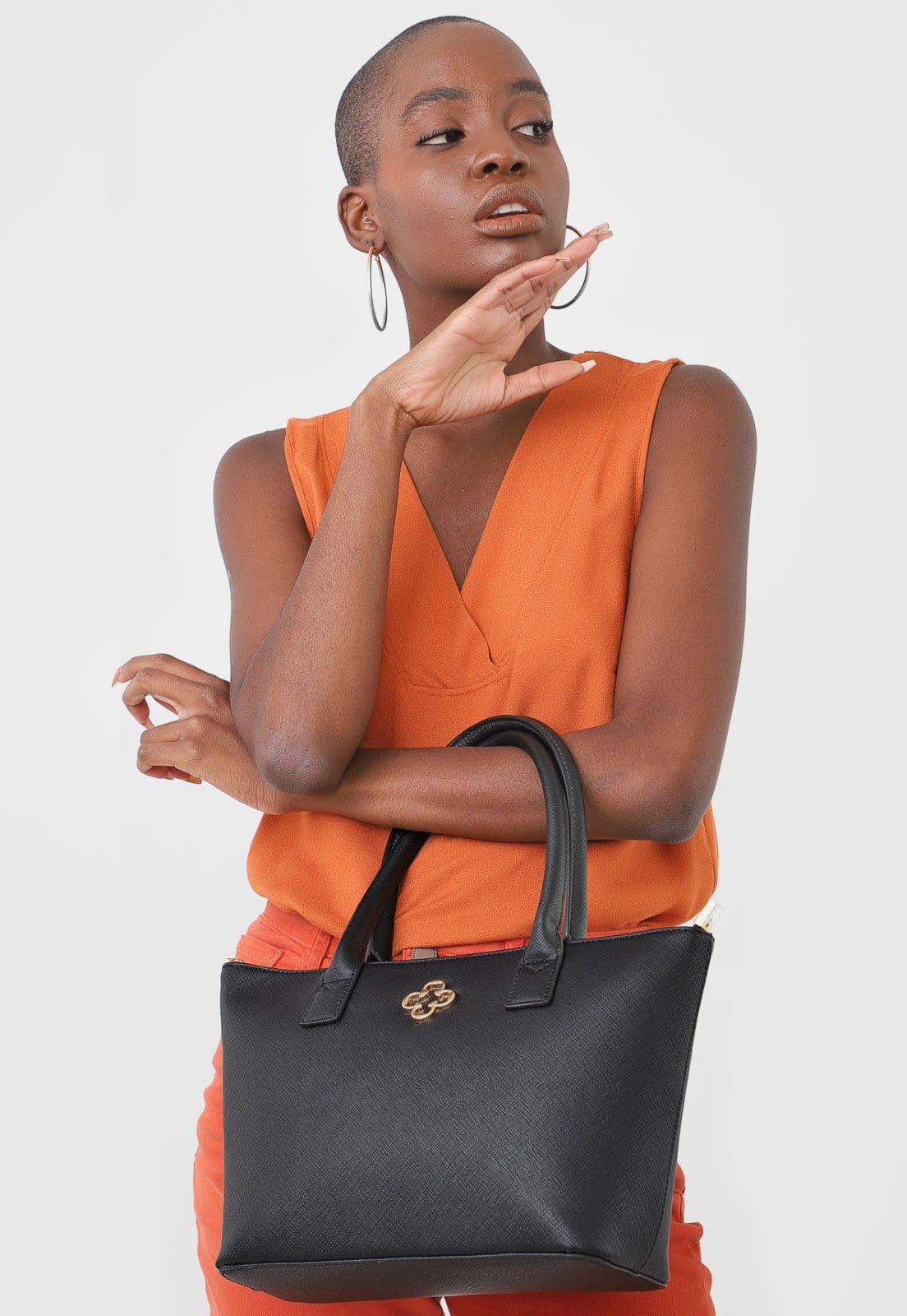 Bolsa Universitária Capodarte Tote Pequena Risco Preta